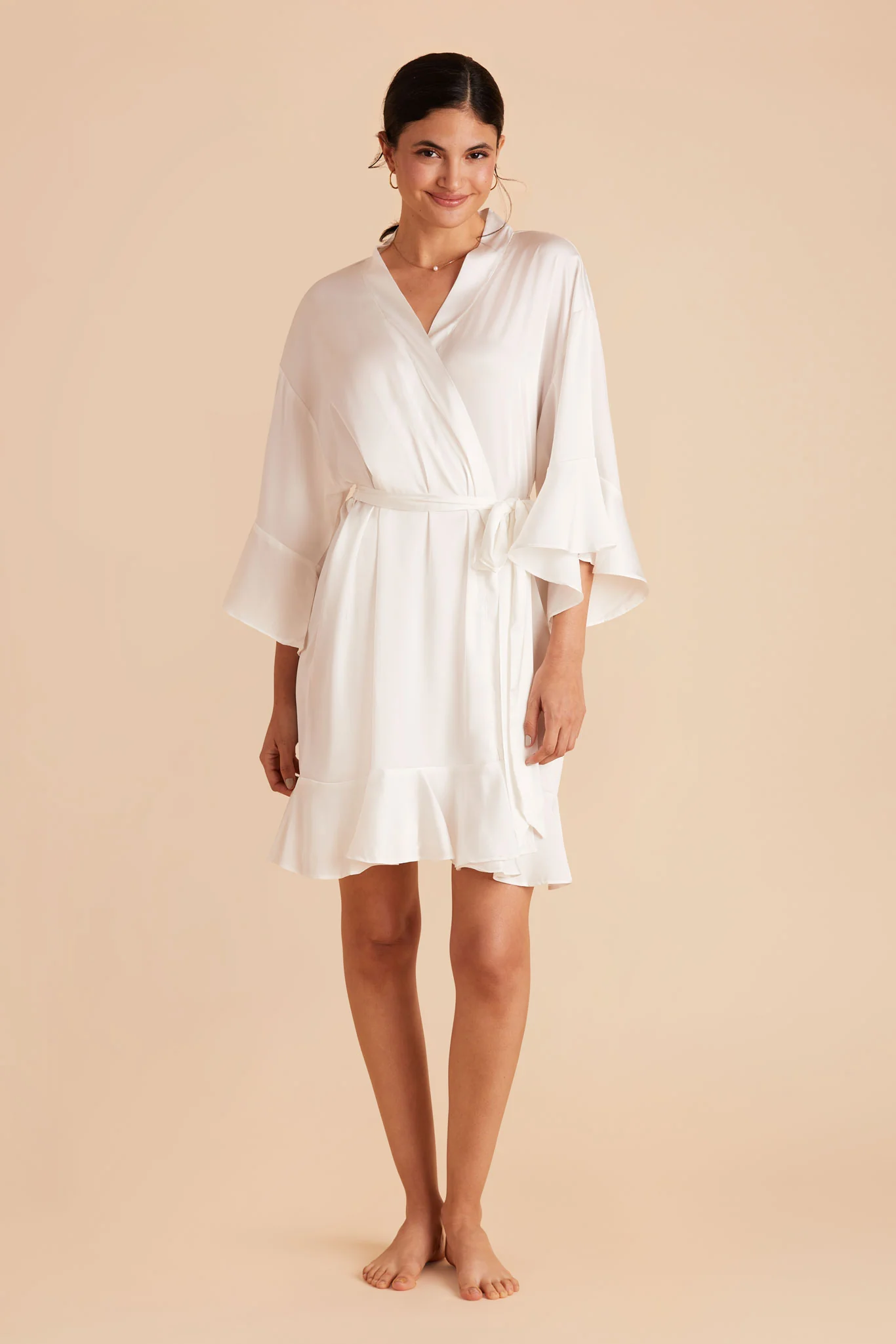 Kenny Matte Satin Robe - Ivory - Image 3