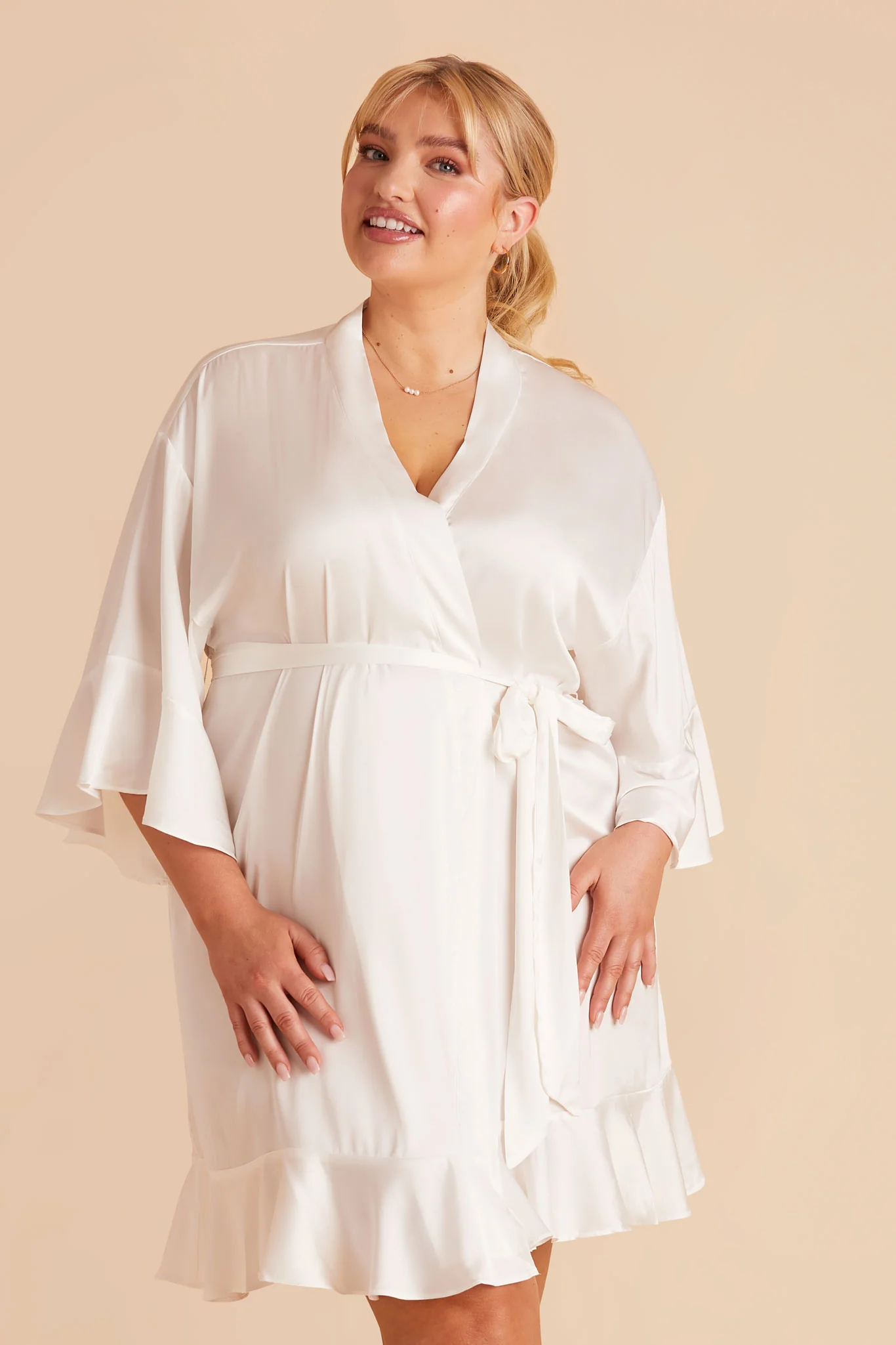Kenny Matte Satin Robe - Ivory - Image 7