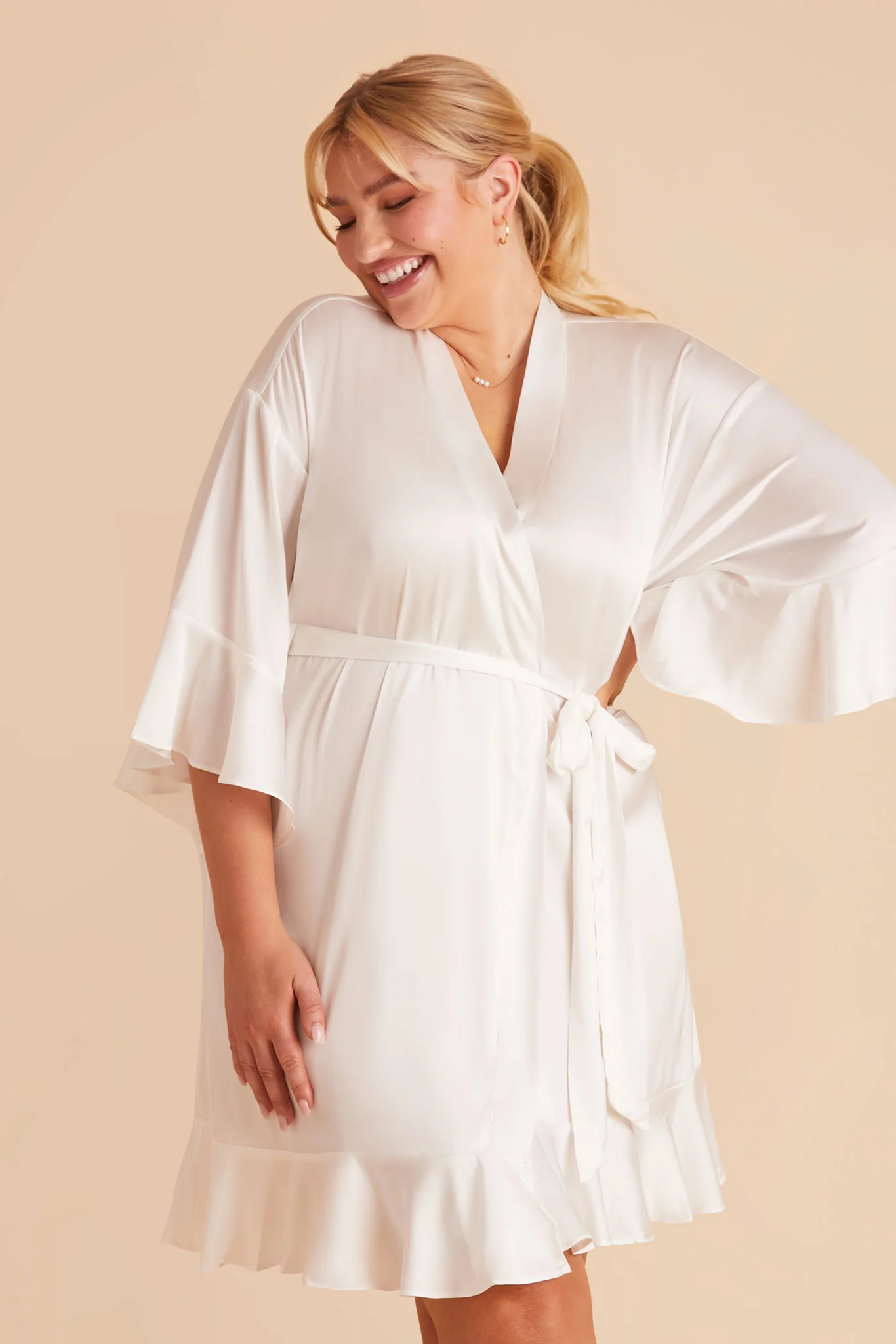 Kenny Matte Satin Robe - Ivory - Image 8
