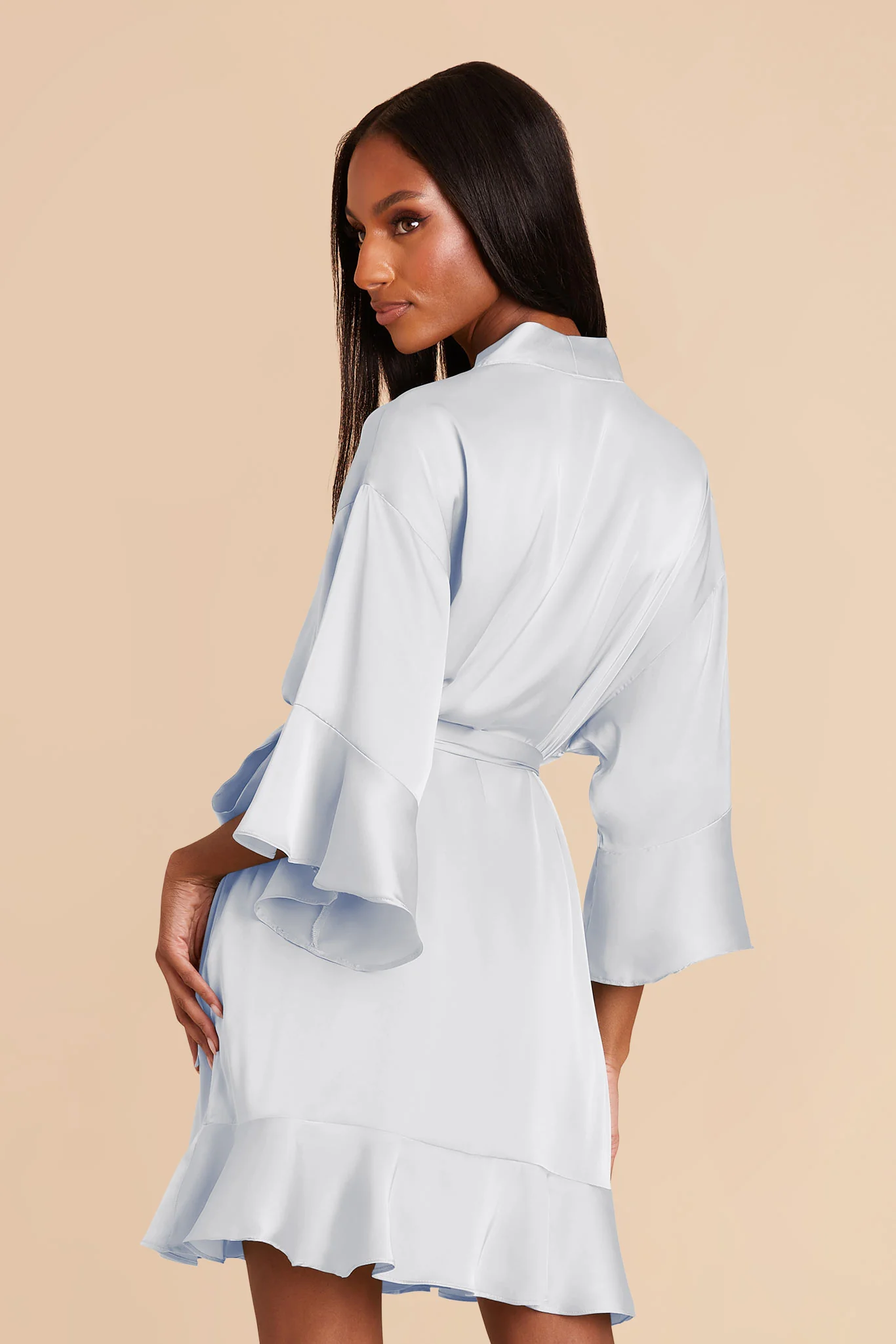 Kenny Matte Satin Robe - Mist Blue - Image 10