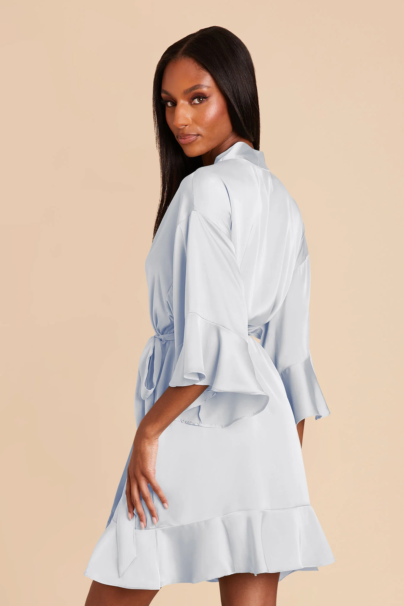 Kenny Matte Satin Robe - Mist Blue - Image 11