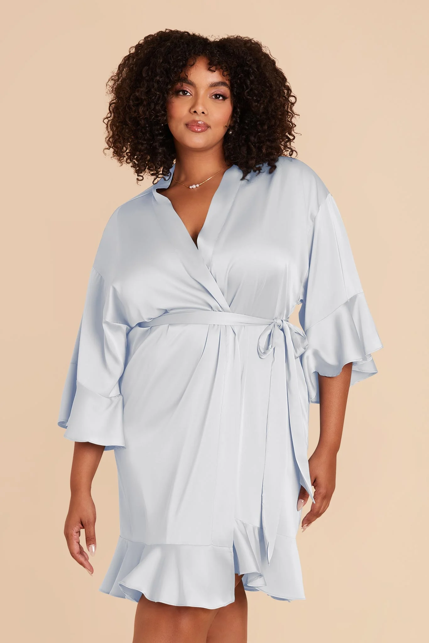 Kenny Matte Satin Robe - Mist Blue - Image 13