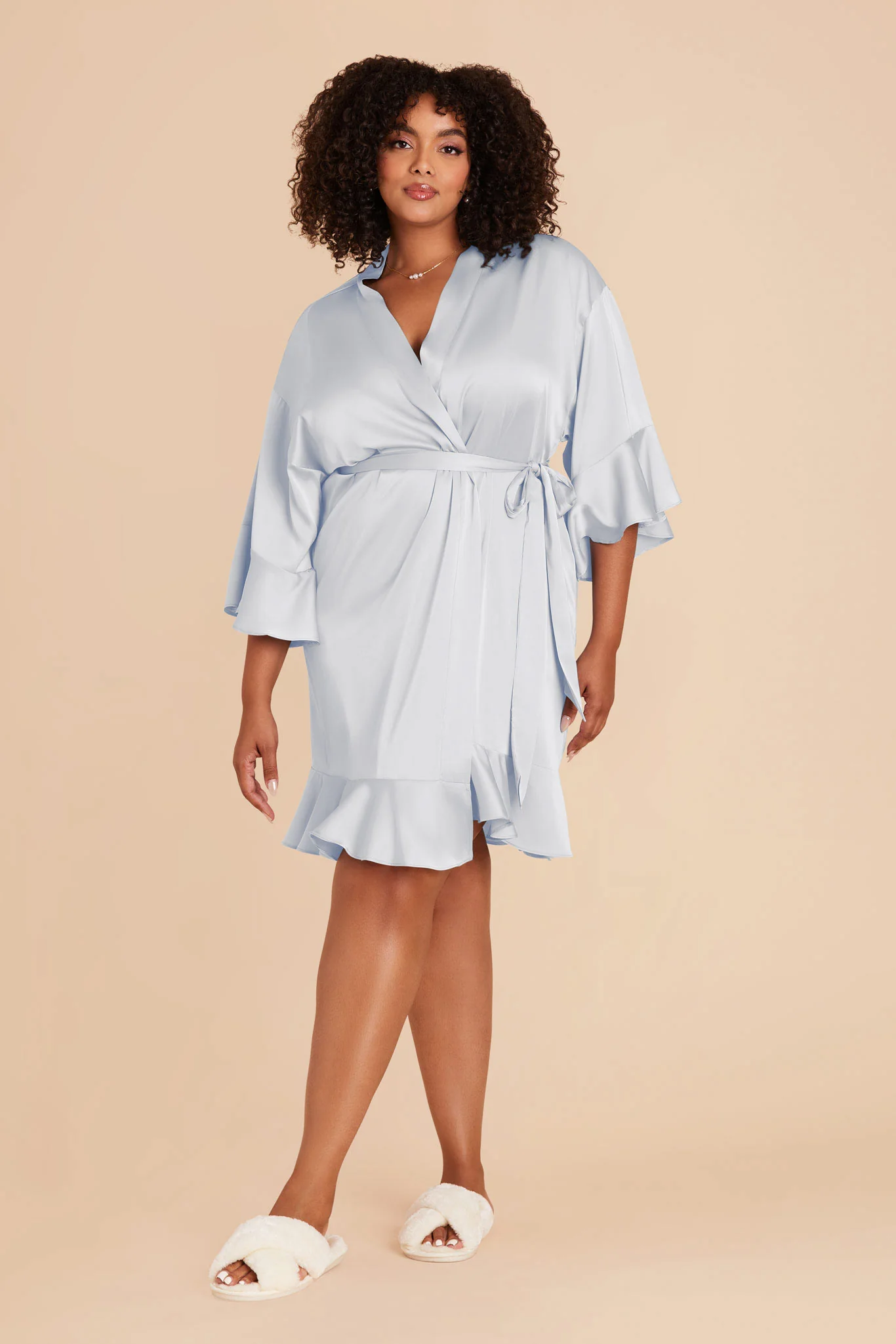 Kenny Matte Satin Robe - Mist Blue - Image 14