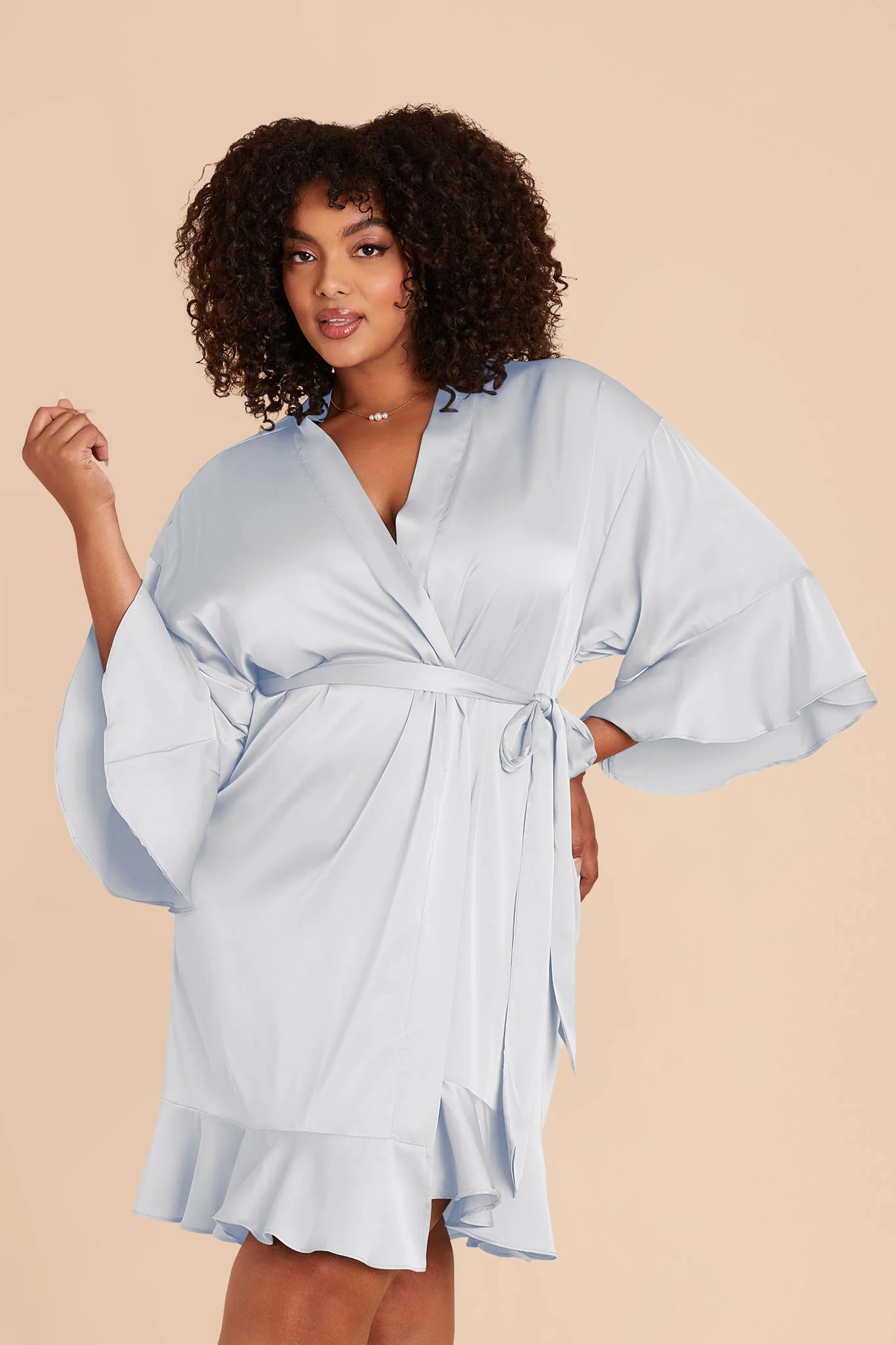 Kenny Matte Satin Robe - Mist Blue - Image 2
