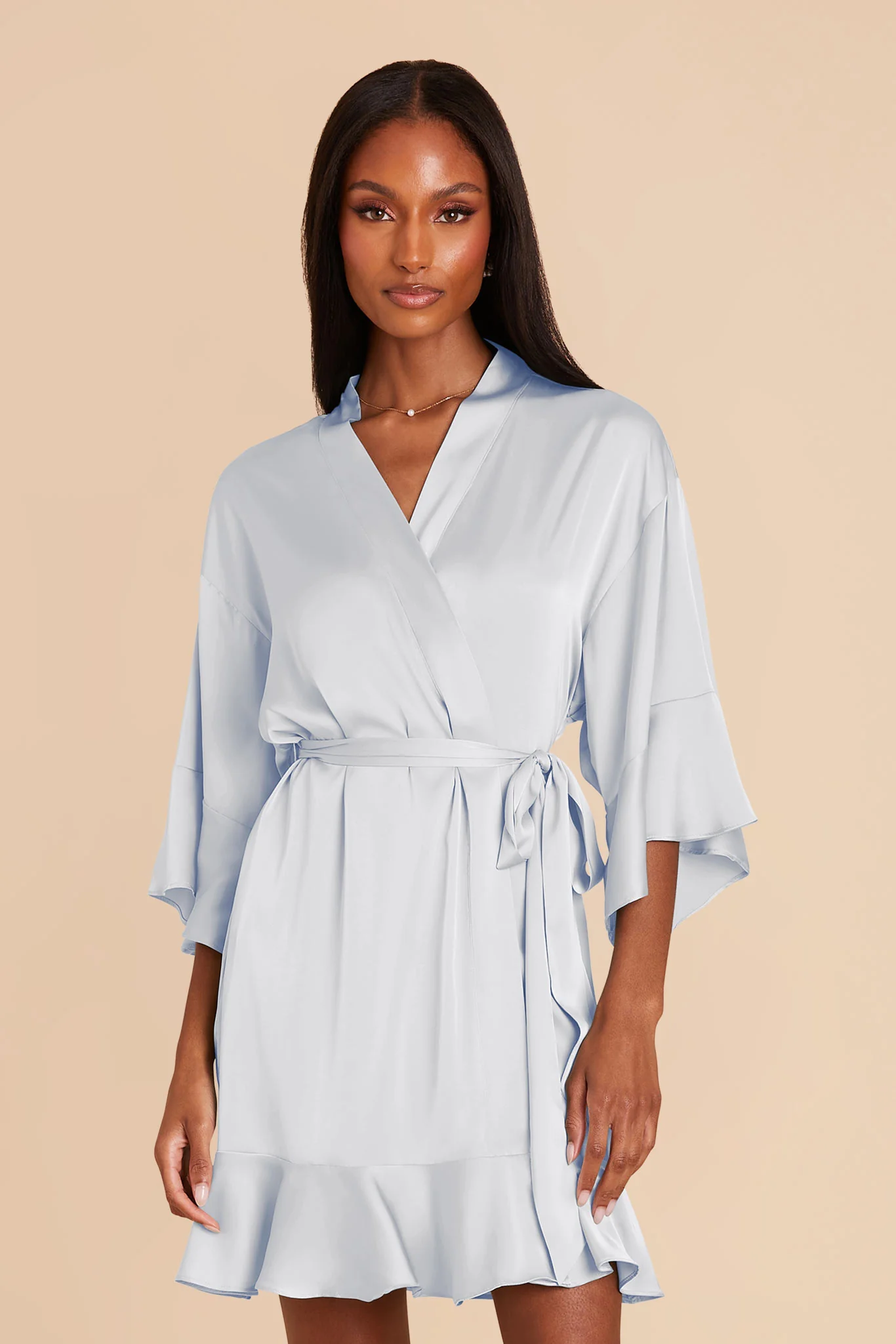 Kenny Matte Satin Robe - Mist Blue - Image 3
