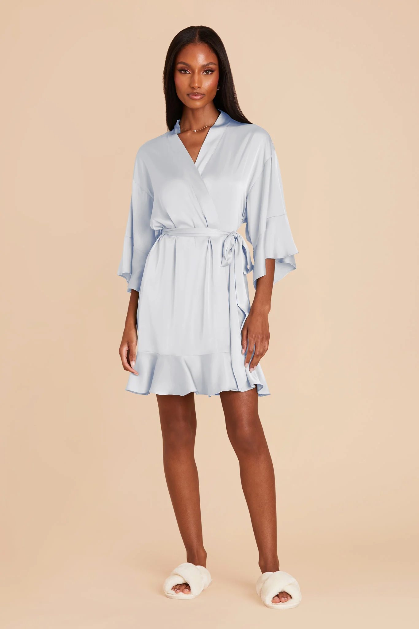 Kenny Matte Satin Robe - Mist Blue - Image 4