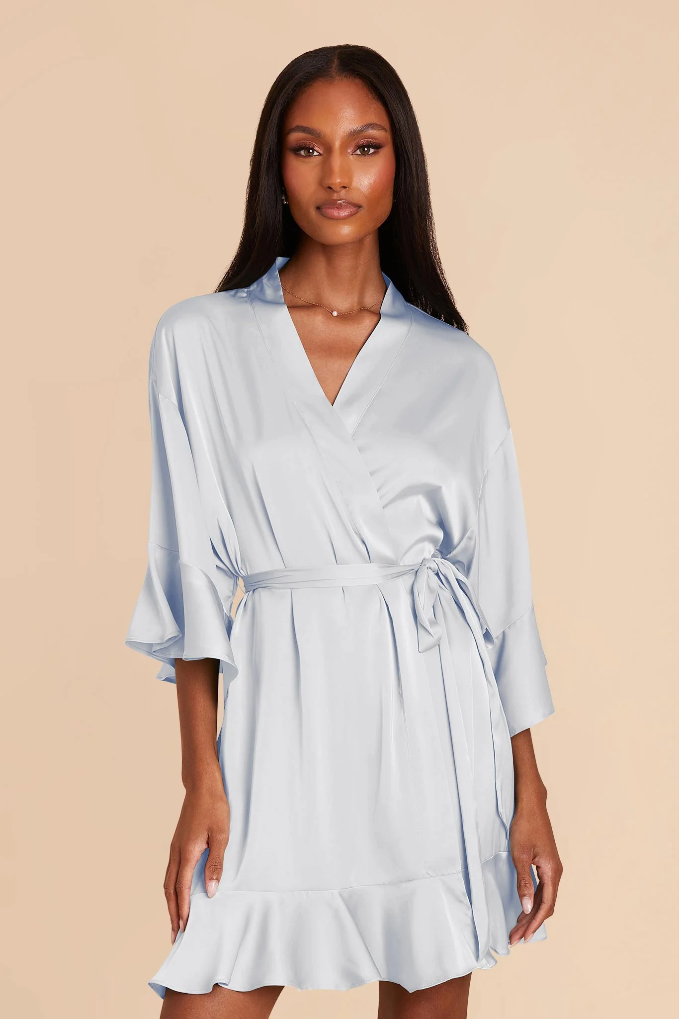 Kenny Matte Satin Robe - Mist Blue - Image 5