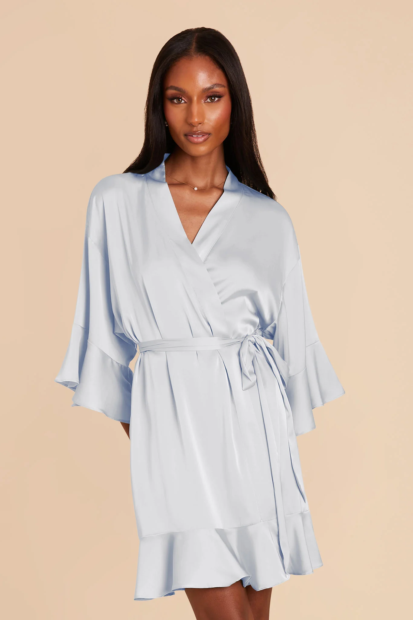 Kenny Matte Satin Robe - Mist Blue - Image 6