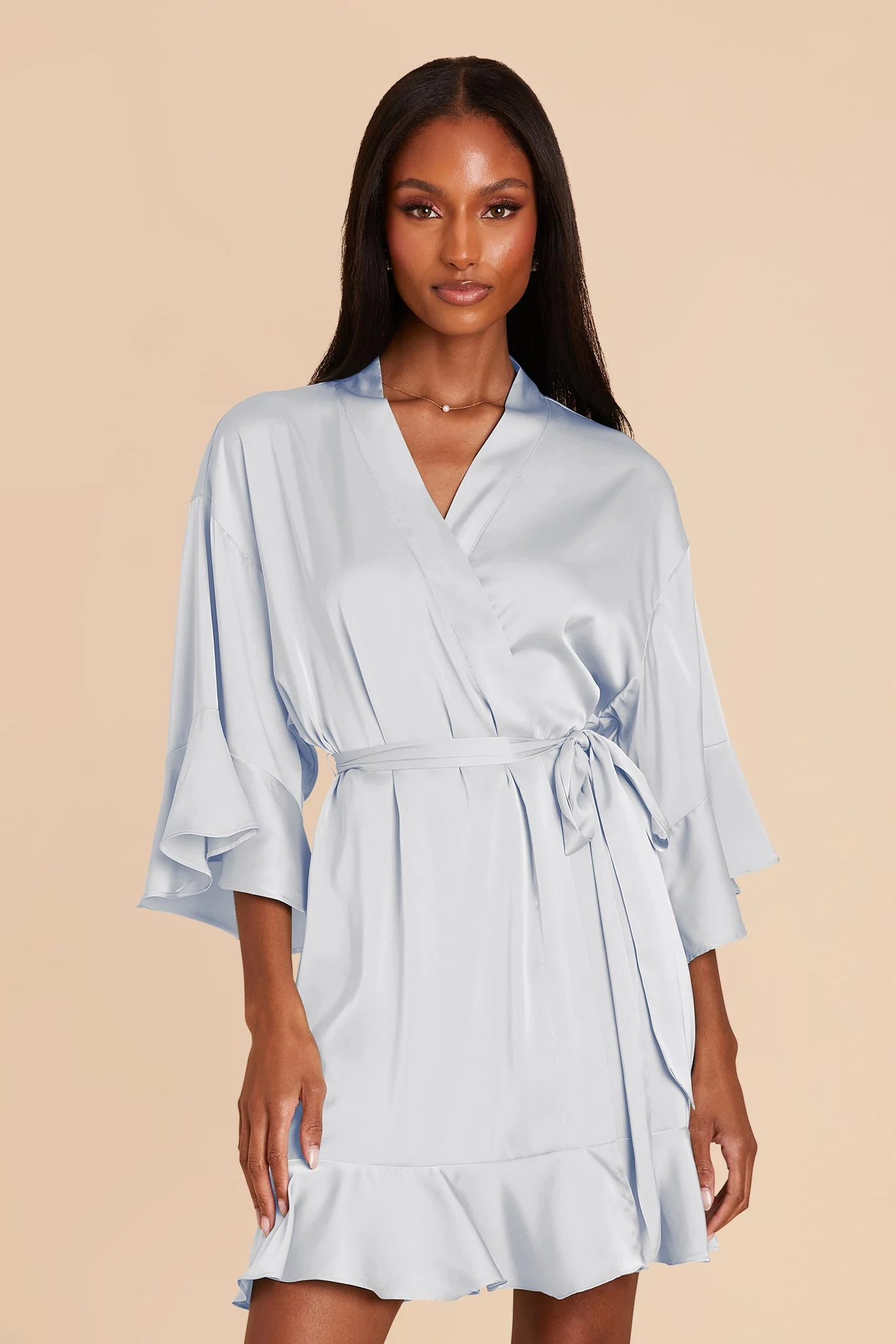 Kenny Matte Satin Robe - Mist Blue - Image 7