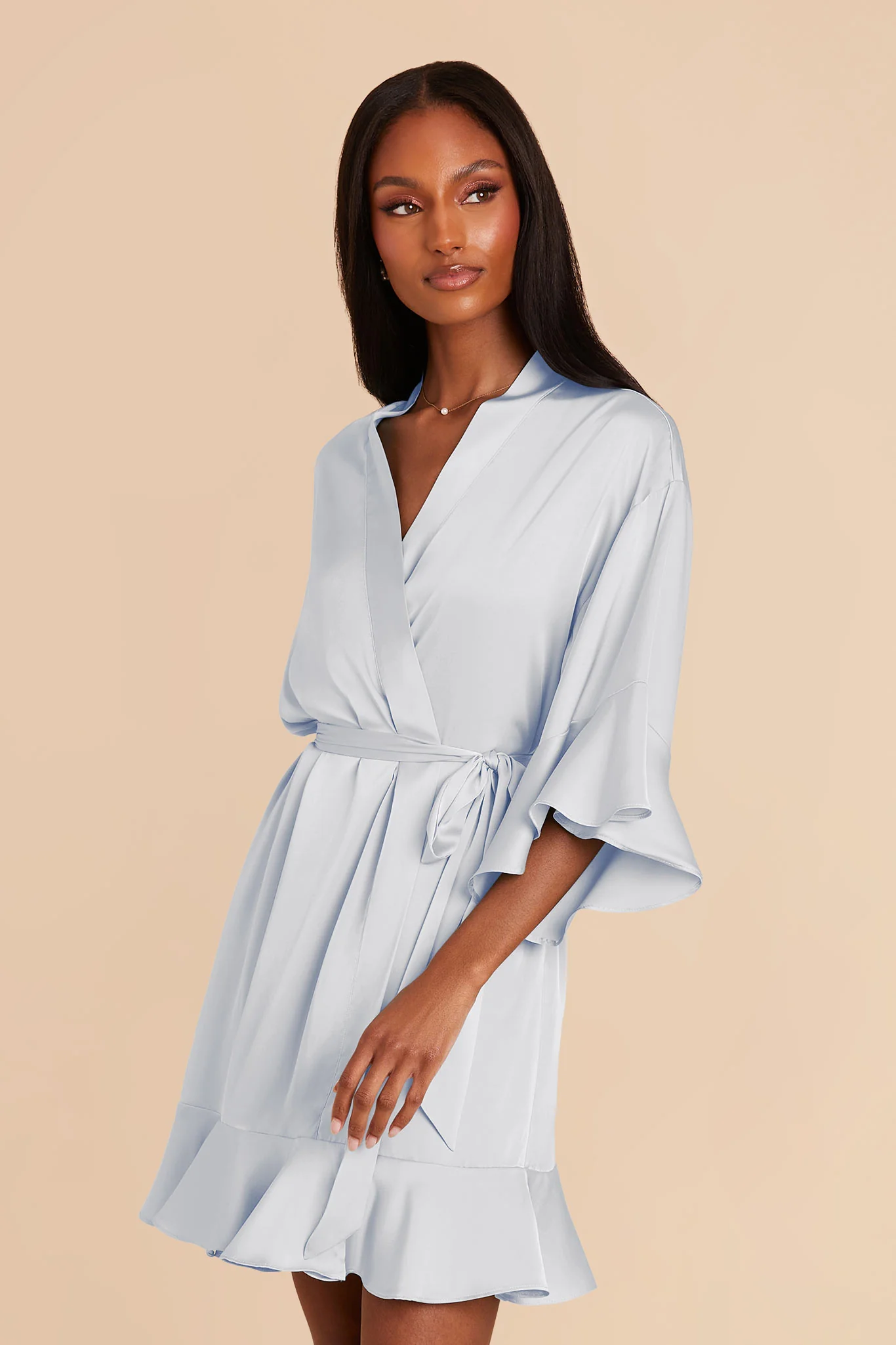 Kenny Matte Satin Robe - Mist Blue - Image 8