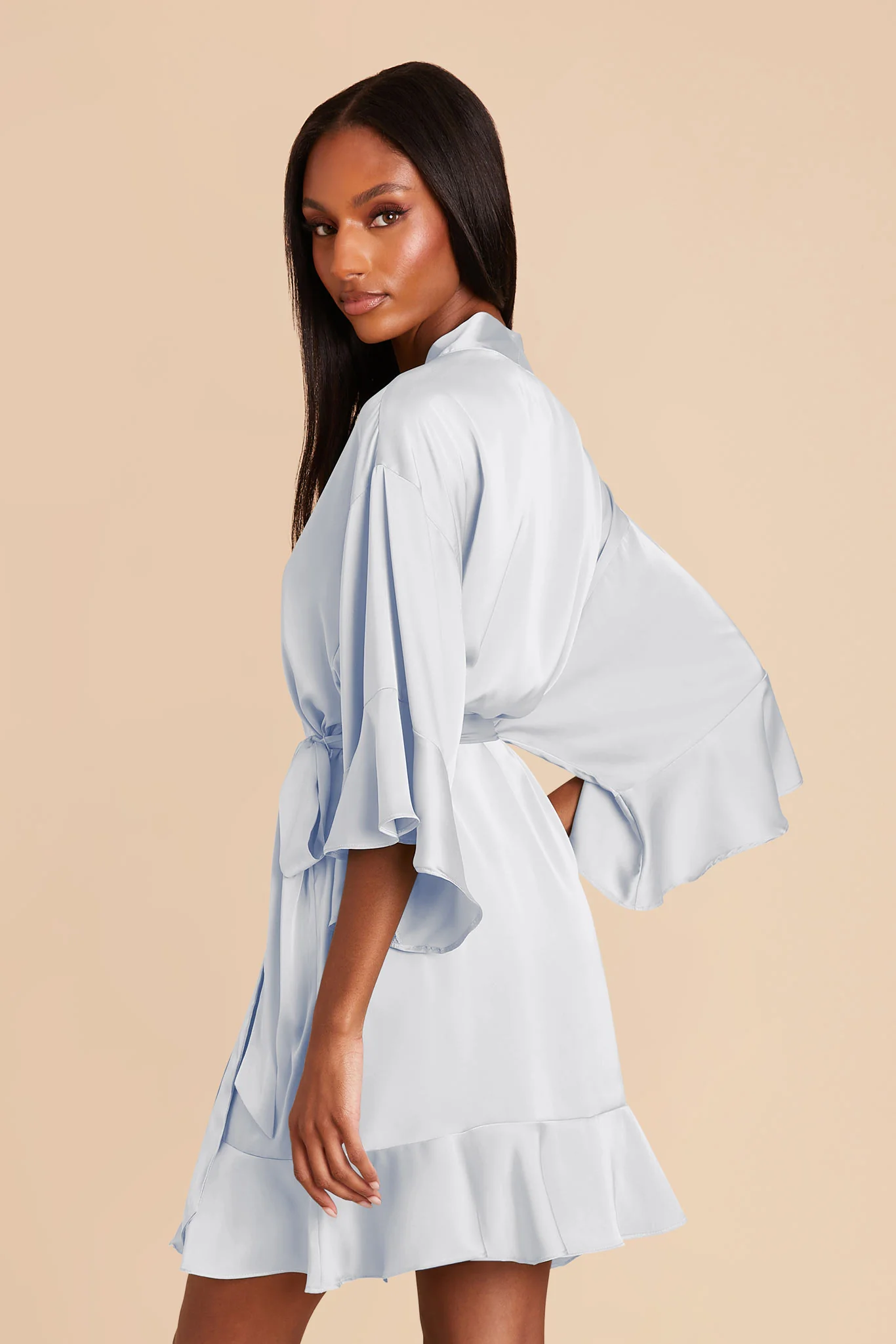 Kenny Matte Satin Robe - Mist Blue - Image 9