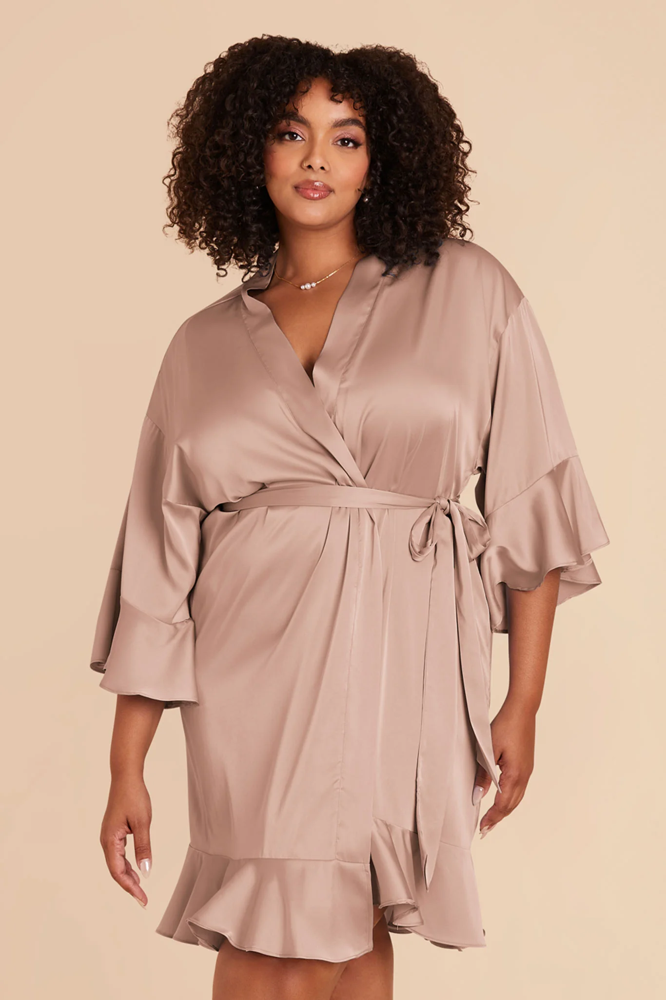 Kenny Matte Satin Robe - Mocha - Image 11