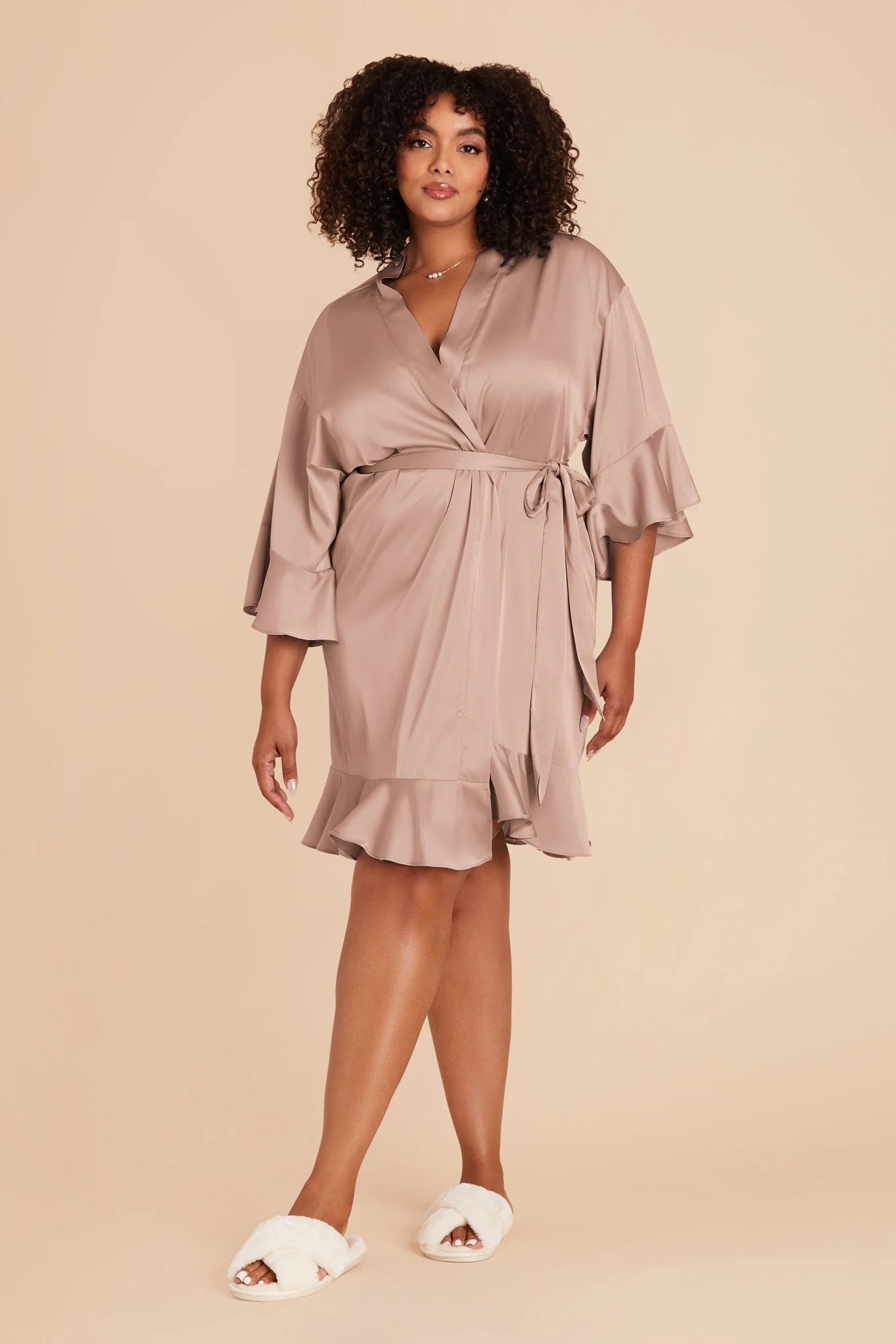 Kenny Matte Satin Robe - Mocha - Image 13