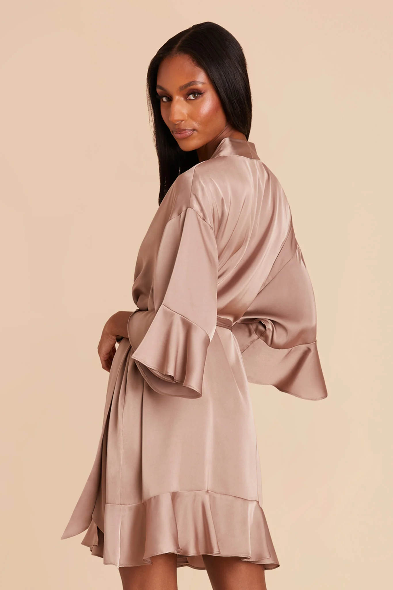 Kenny Matte Satin Robe - Mocha - Image 4
