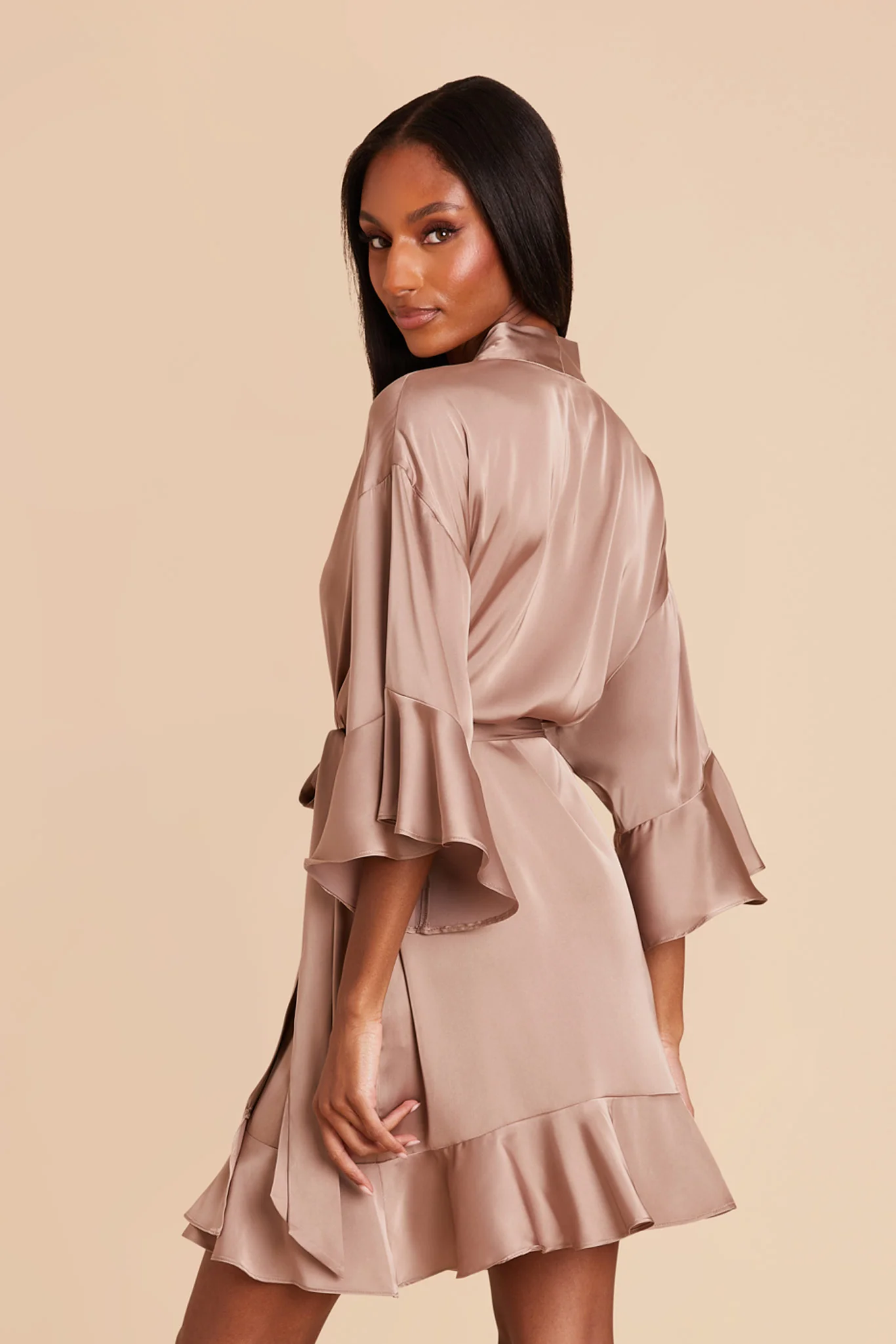 Kenny Matte Satin Robe - Mocha - Image 5