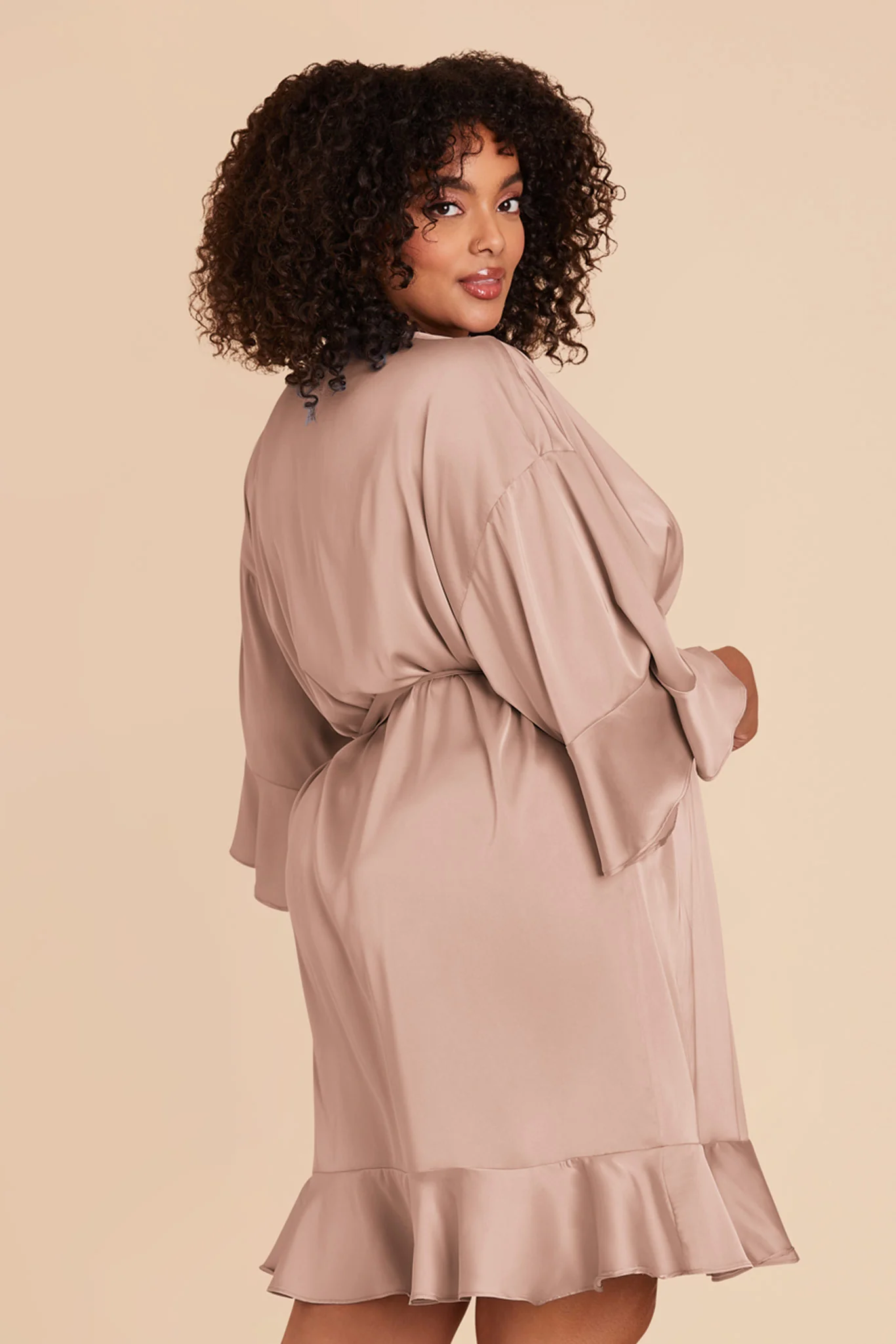 Kenny Matte Satin Robe - Mocha - Image 9