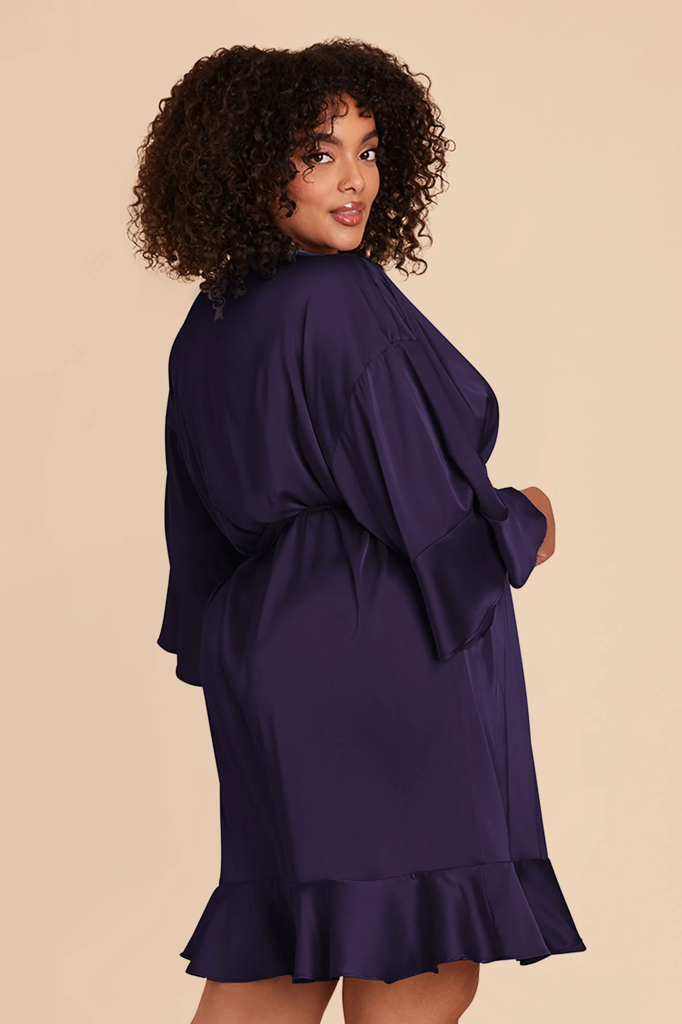 Kenny Matte Satin Robe - Navy - Image 11