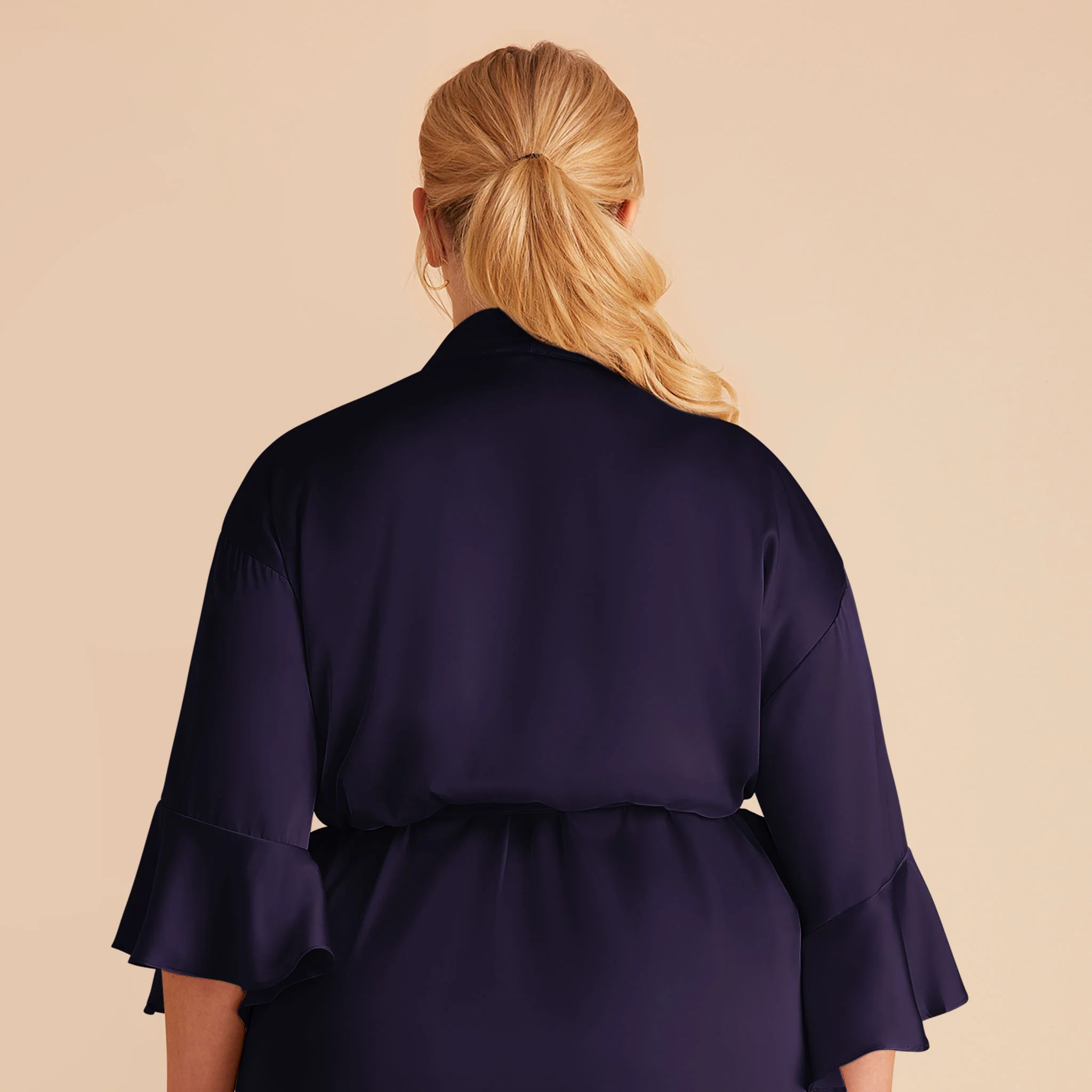 Kenny Matte Satin Robe - Navy - Image 12