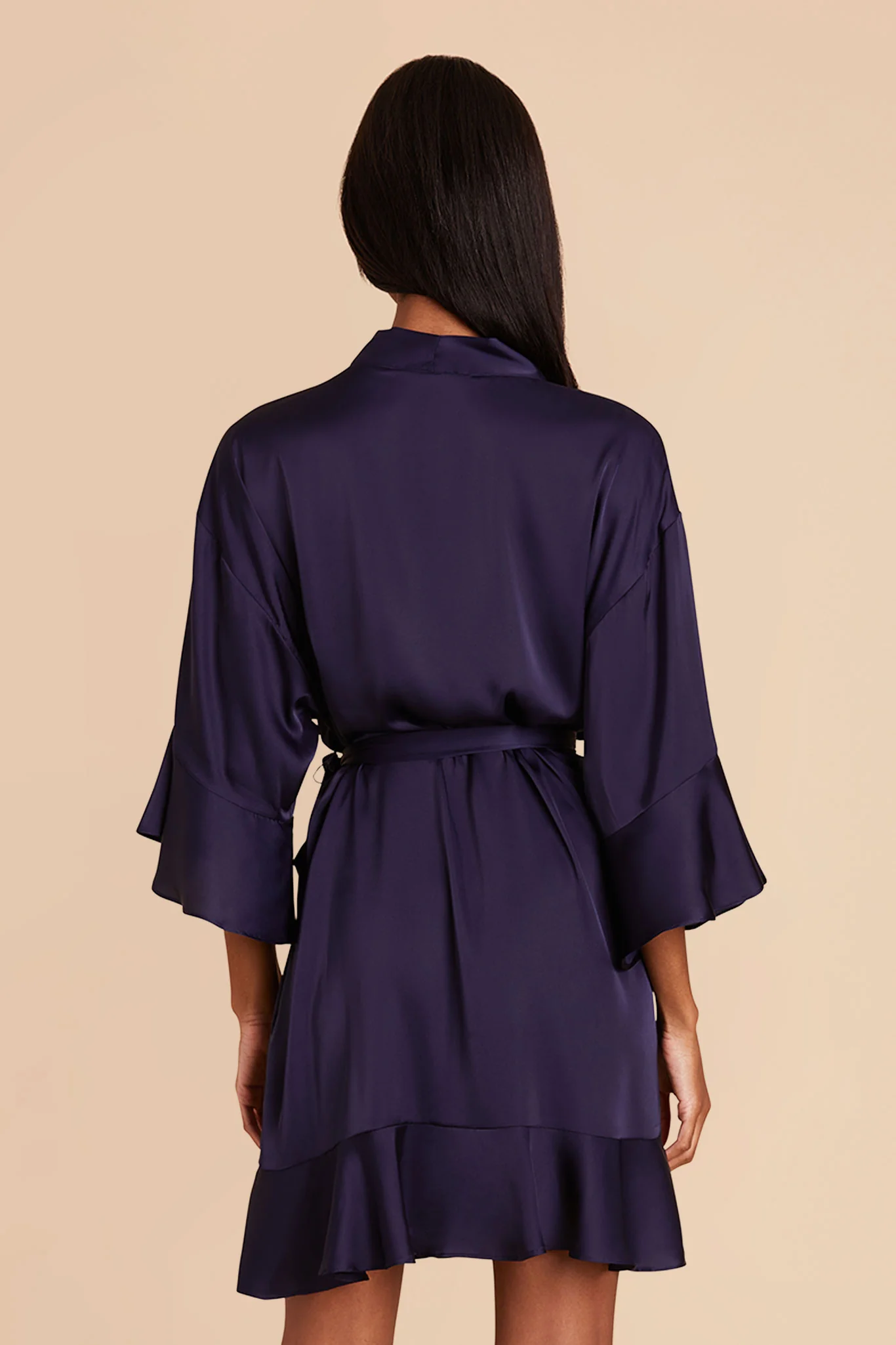 Kenny Matte Satin Robe - Navy - Image 8