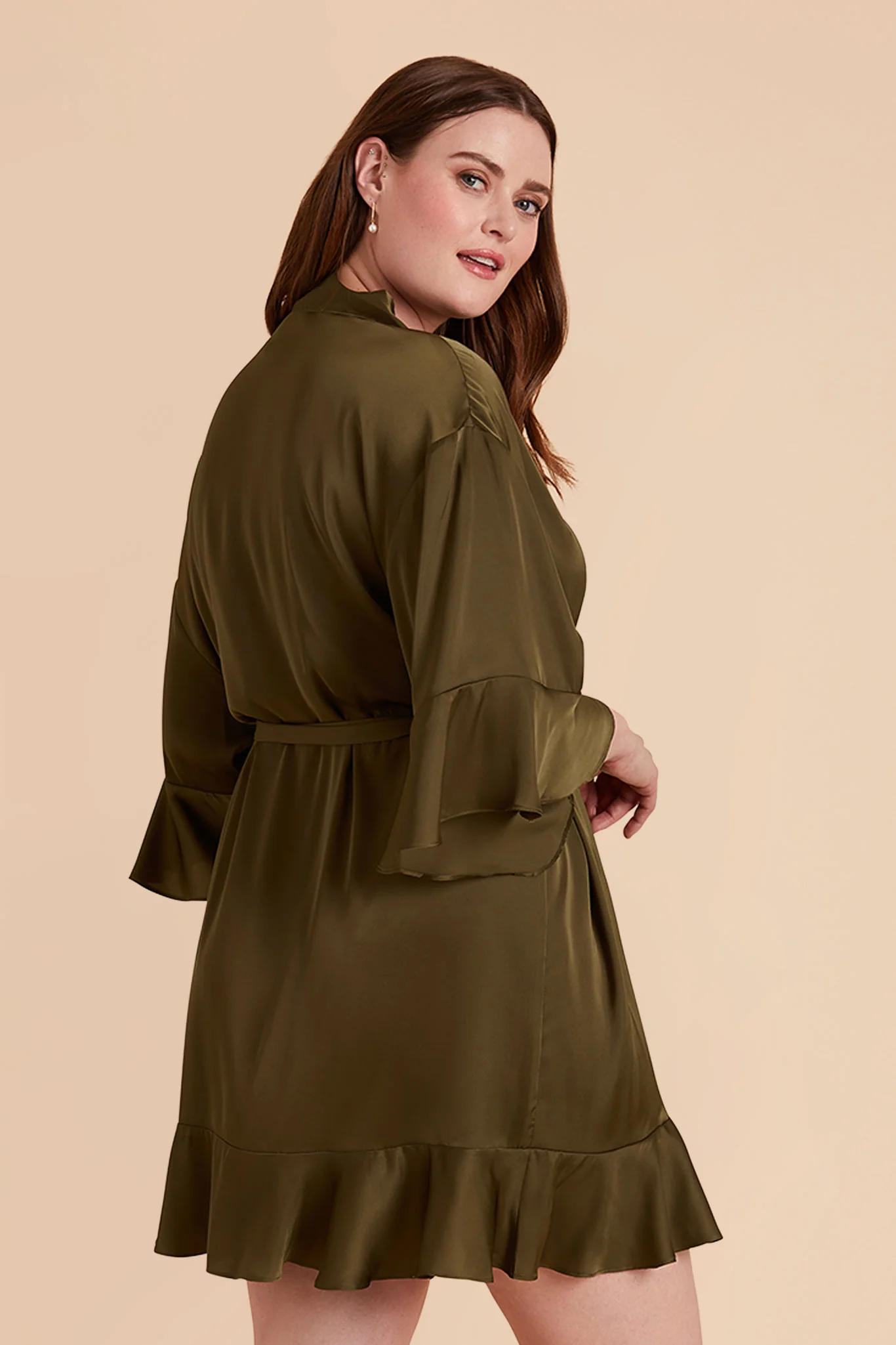 Kenny Matte Satin Robe - Olive - Image 10