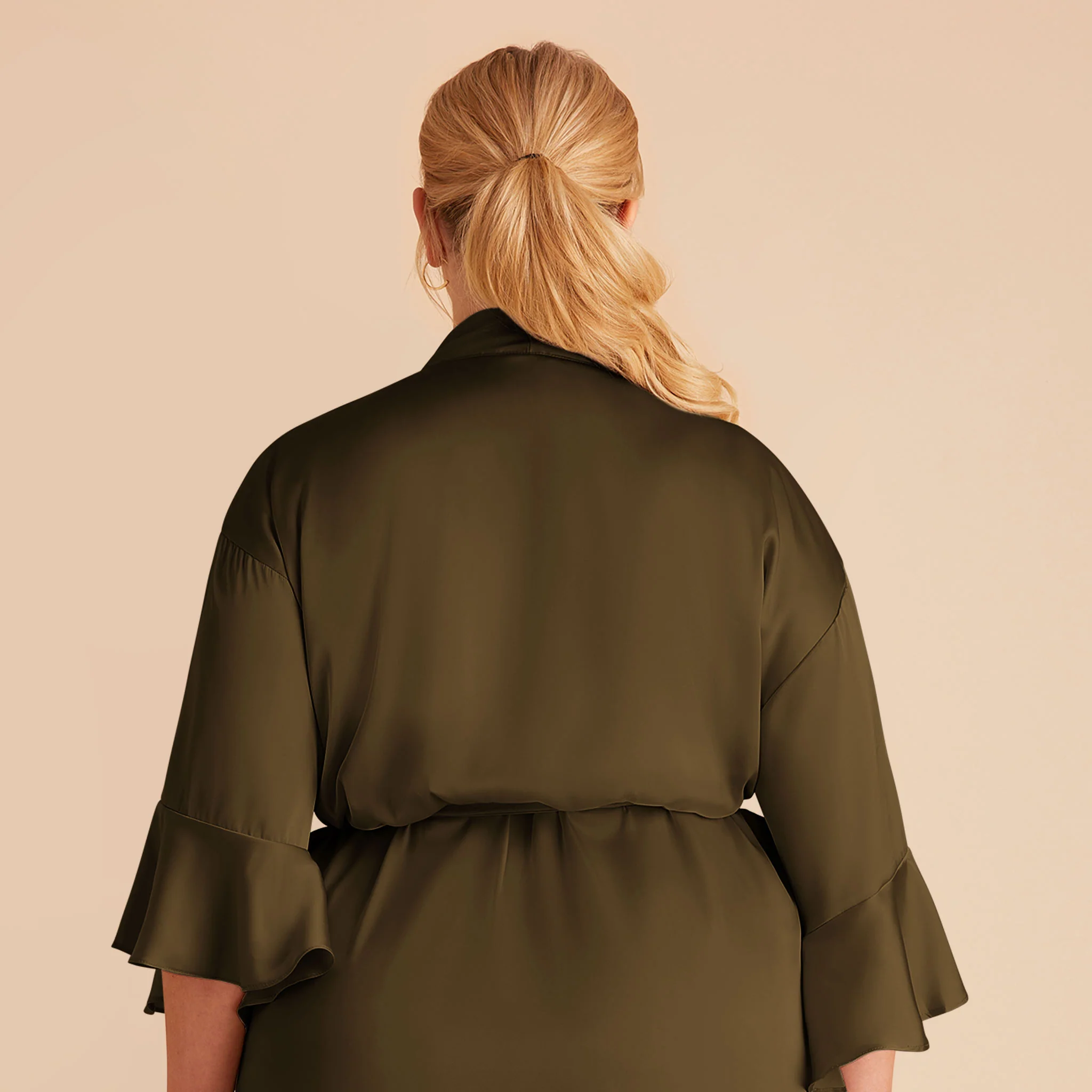 Kenny Matte Satin Robe - Olive - Image 12