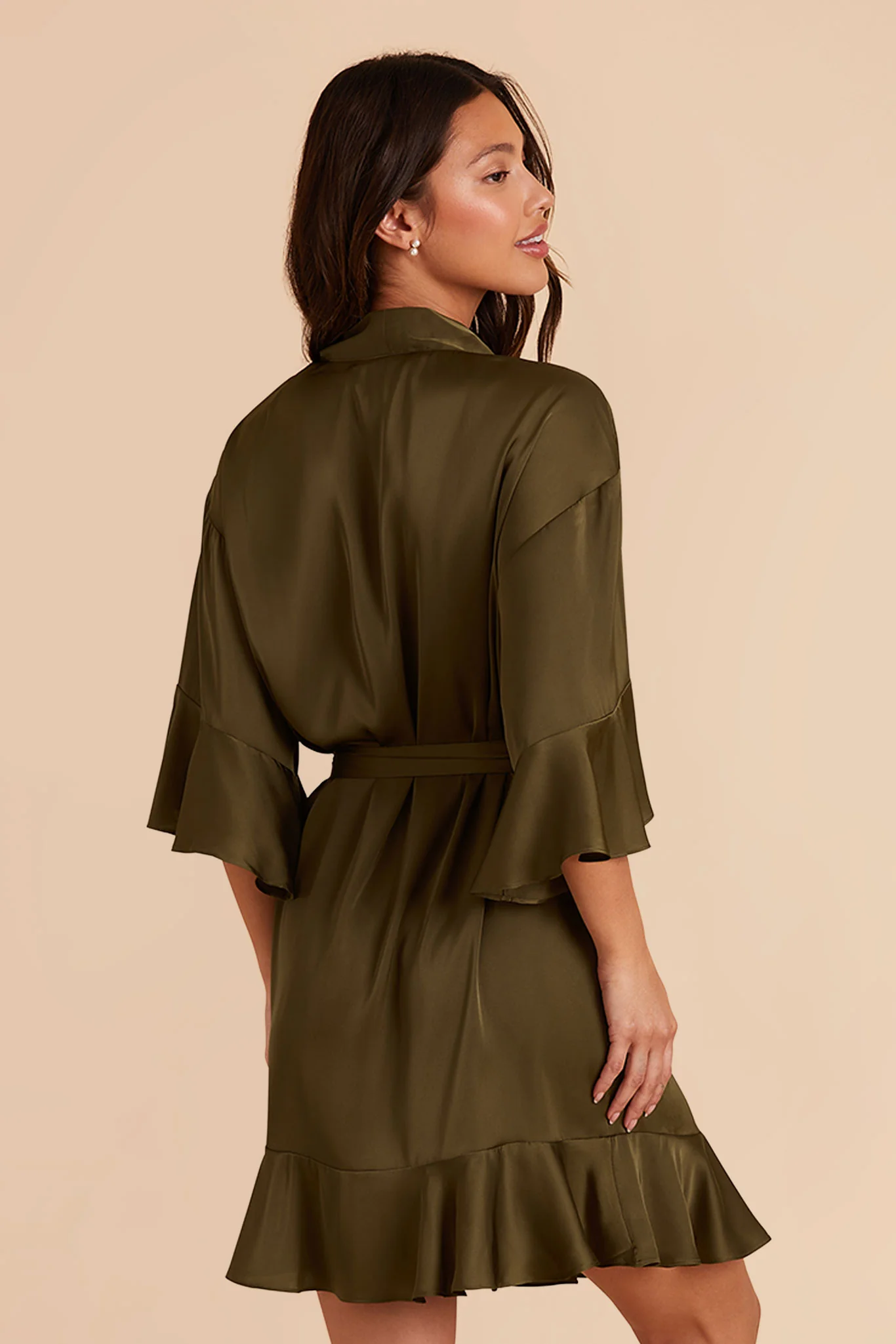 Kenny Matte Satin Robe - Olive - Image 5