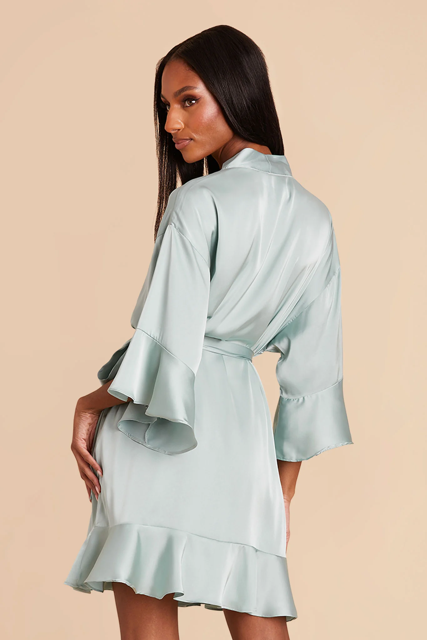 Kenny Matte Satin Robe - Sage - Image 10