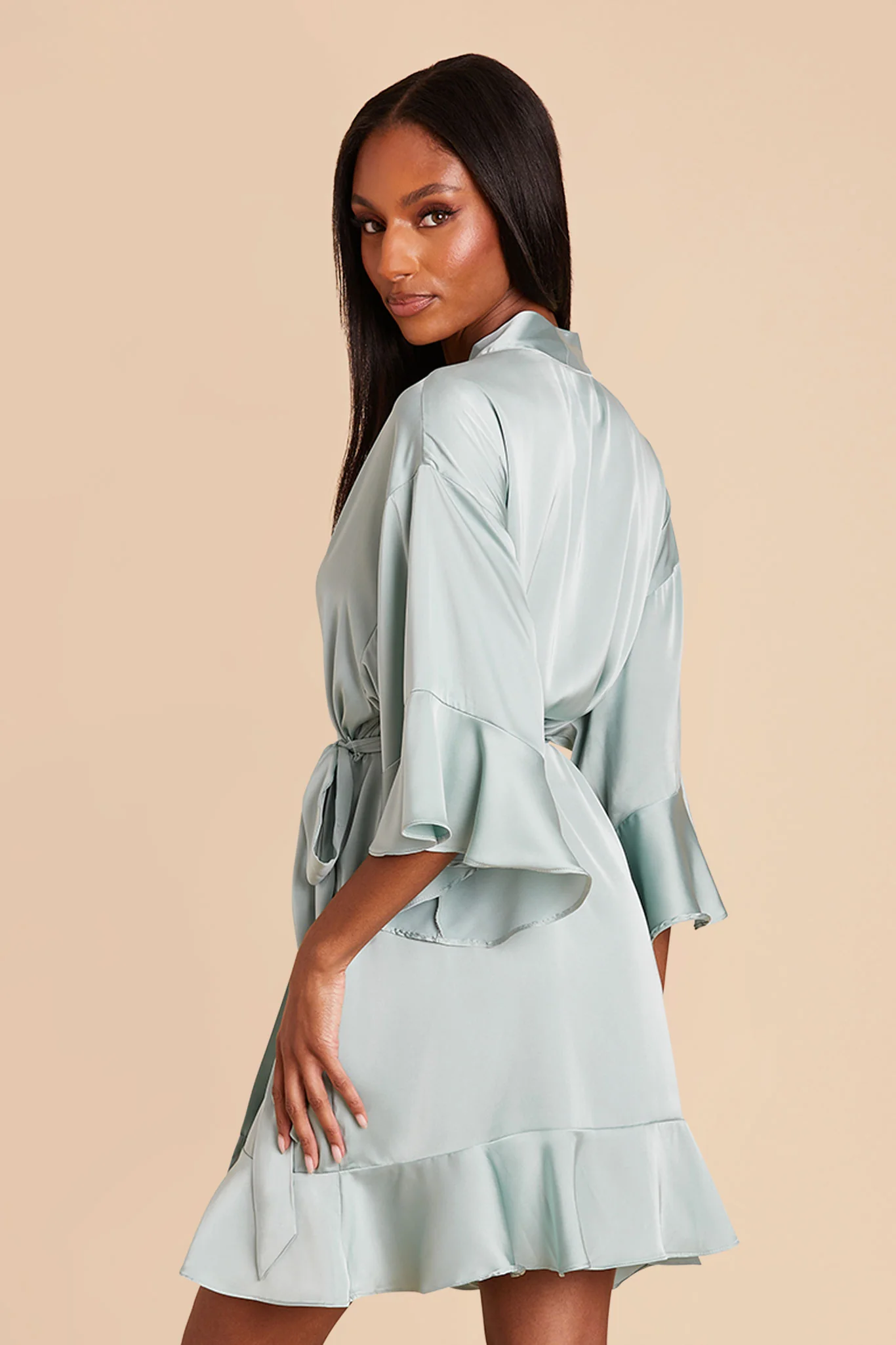 Kenny Matte Satin Robe - Sage - Image 11