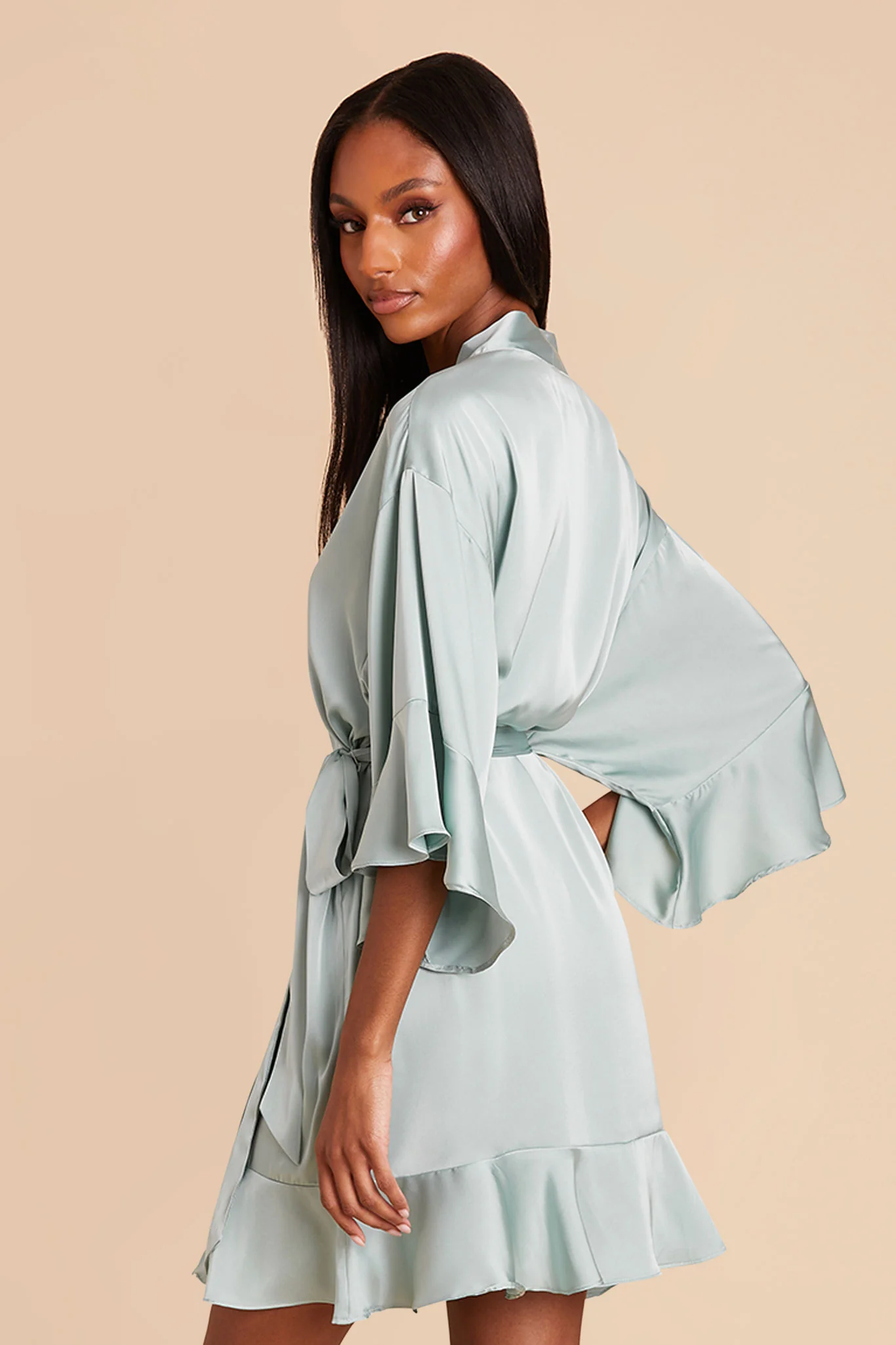 Kenny Matte Satin Robe - Sage - Image 8