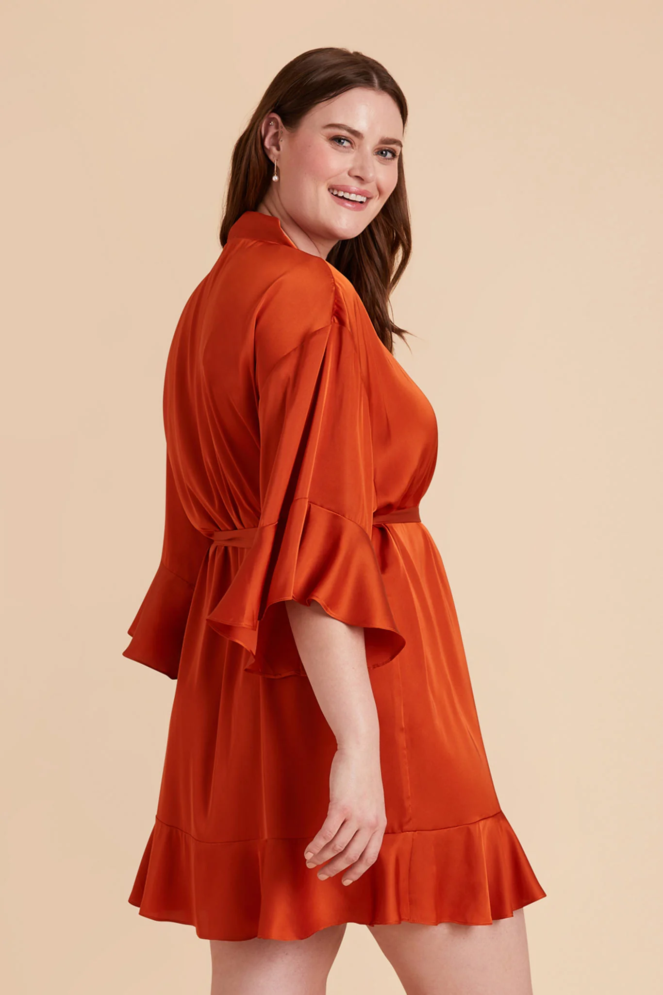 Kenny Matte Satin Robe - Terracotta - Image 10