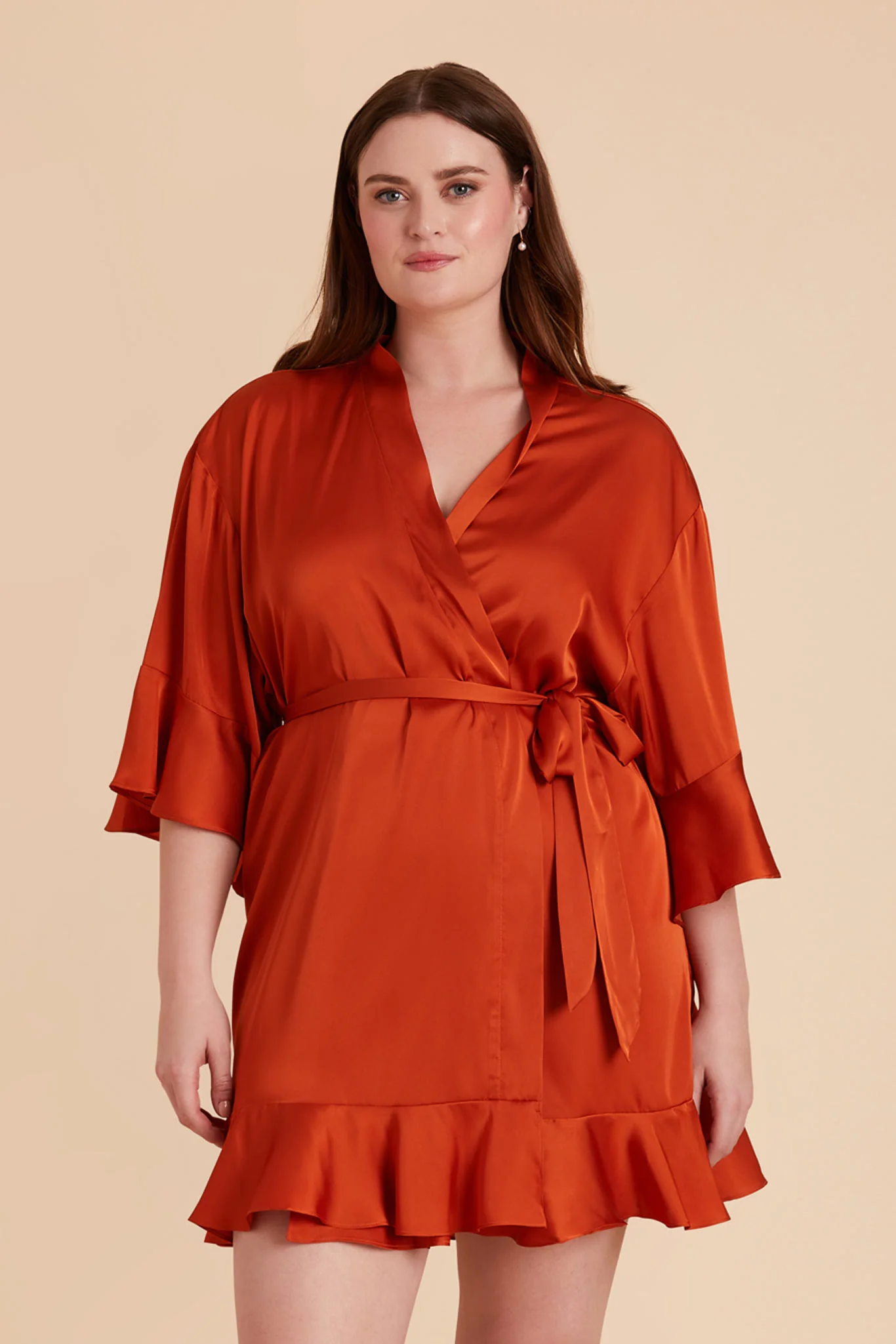 Kenny Matte Satin Robe - Terracotta - Image 2
