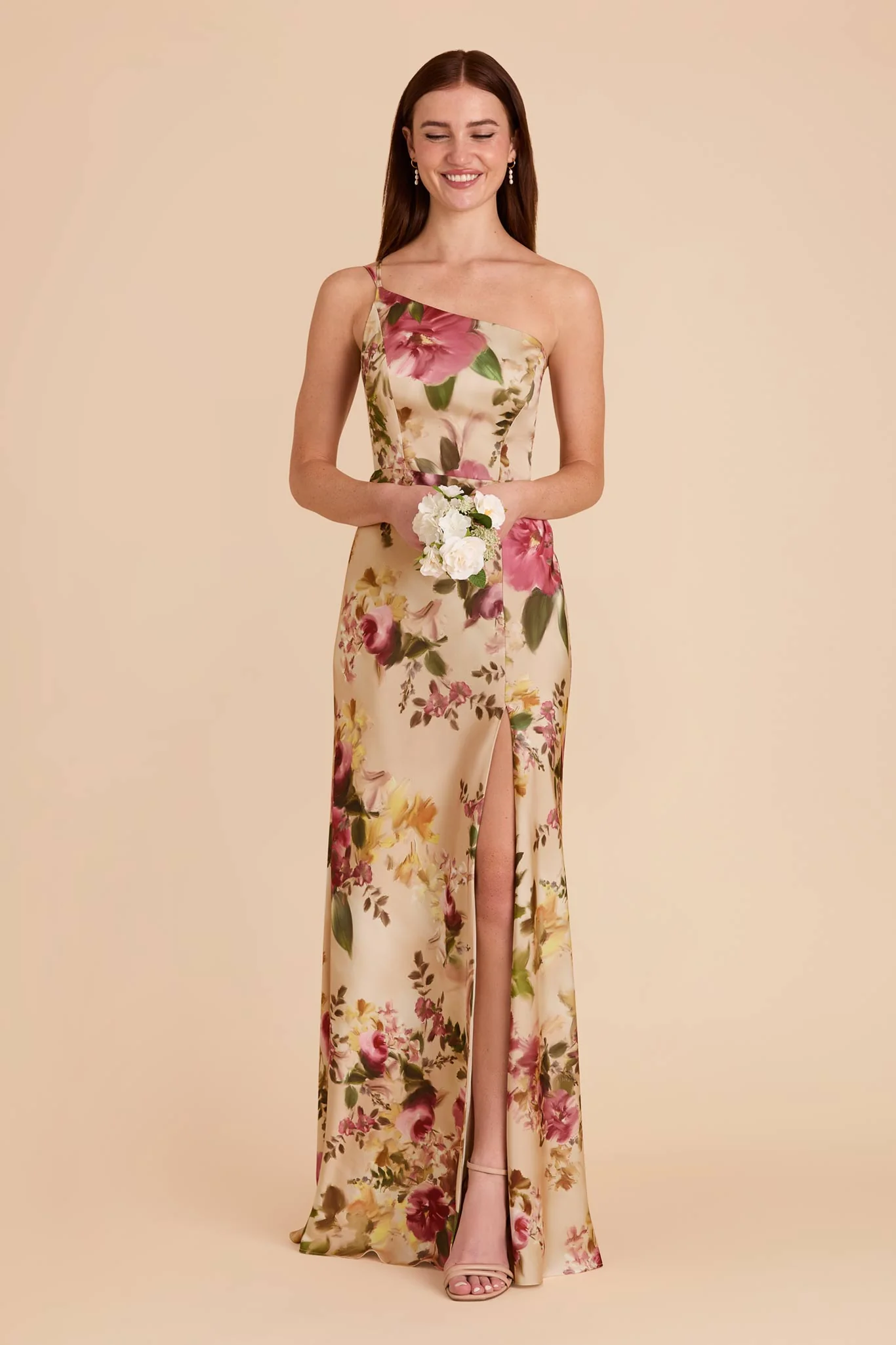 Kensie Matte Satin Dress - Hazelnut Moody Blooms - Image 3