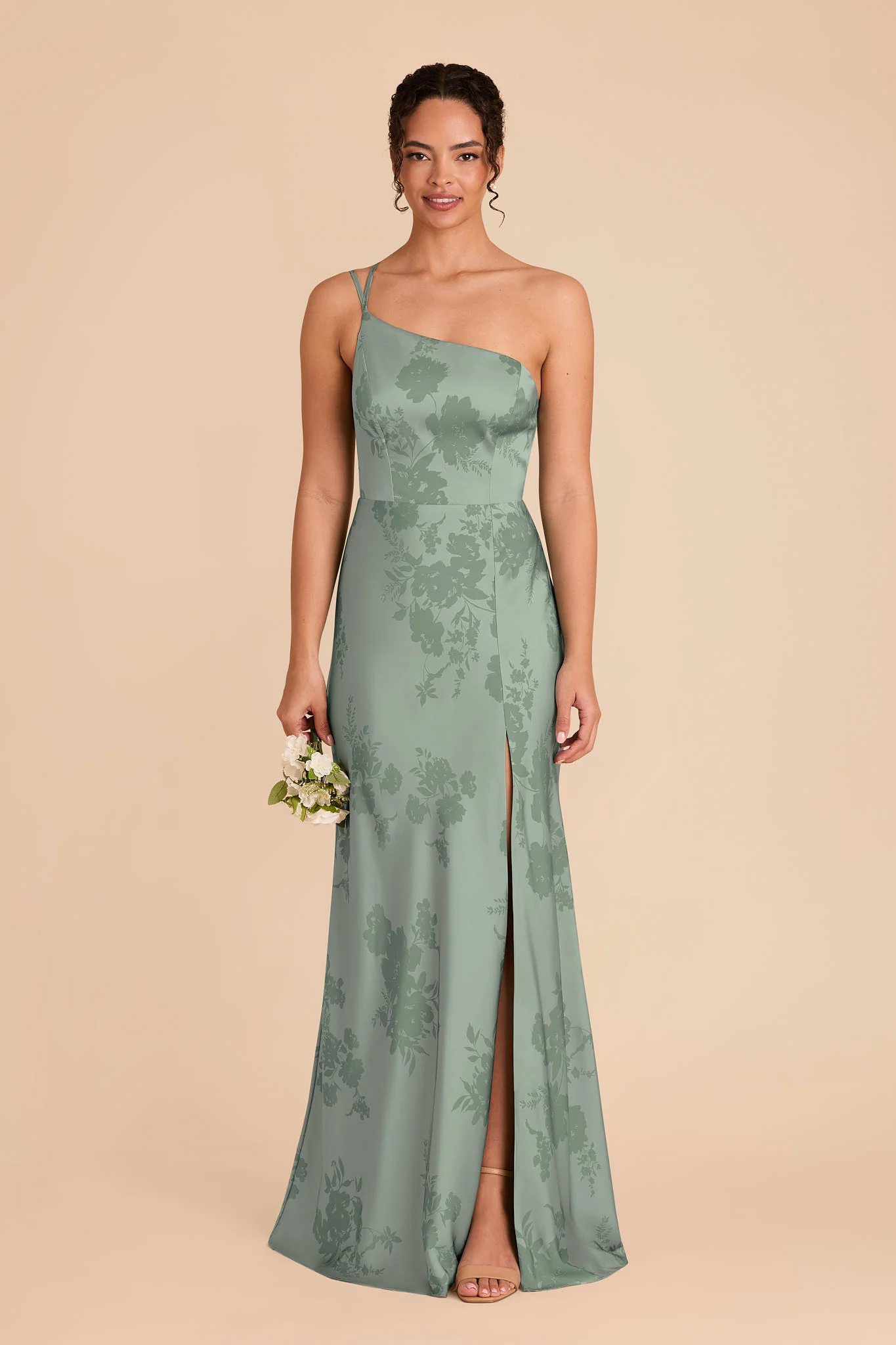 Kensie Matte Satin Dress - Sage Whimsical Blooms