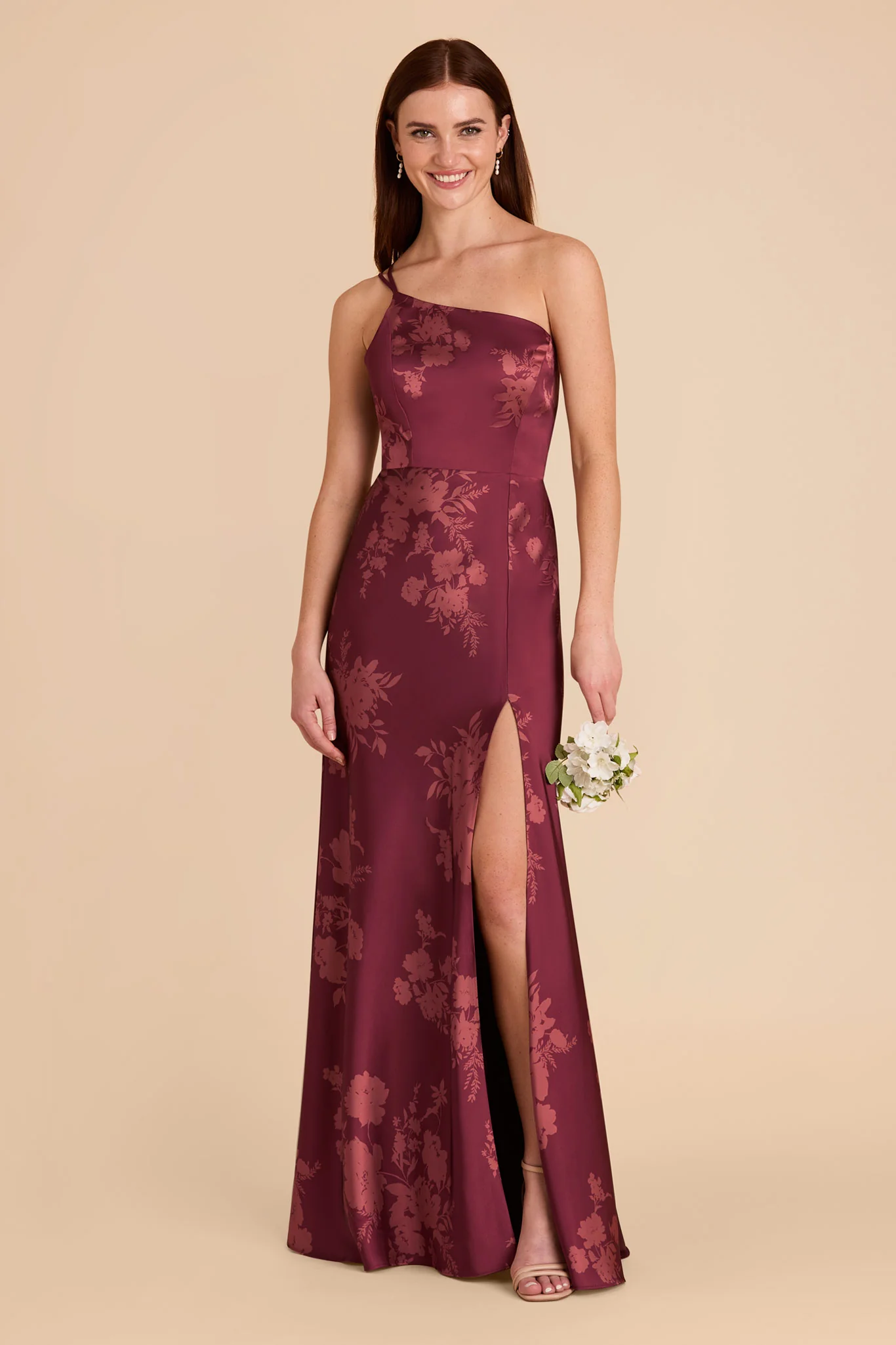 Kensie Matte Satin Dress - Sangria Whimsical Blooms
