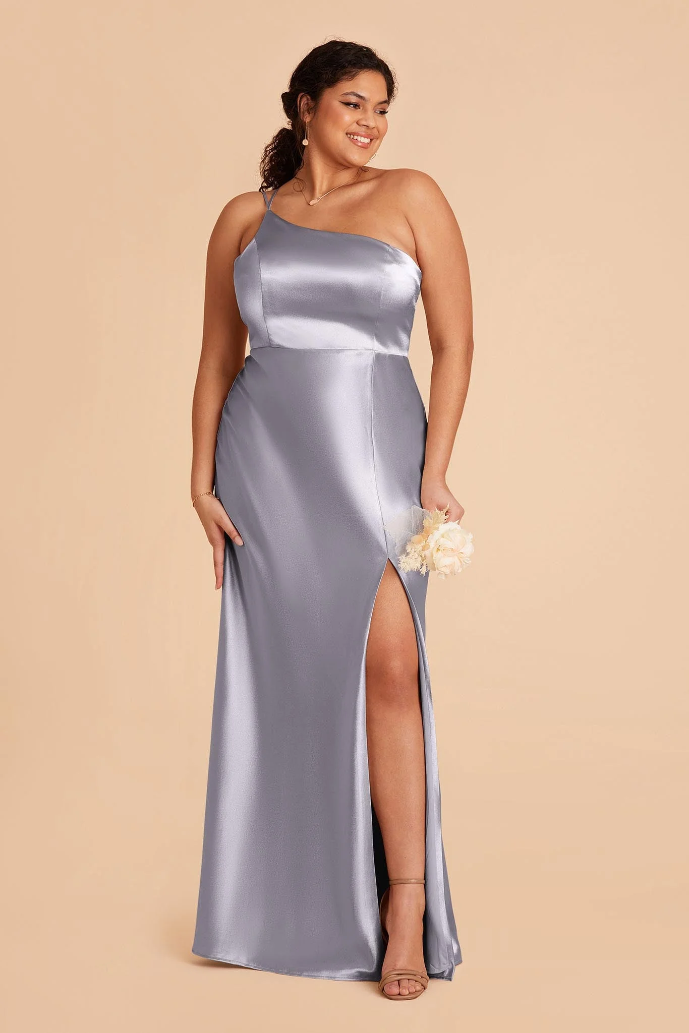 Kensie Shiny Satin Dress - Dusty Blue - Image 2