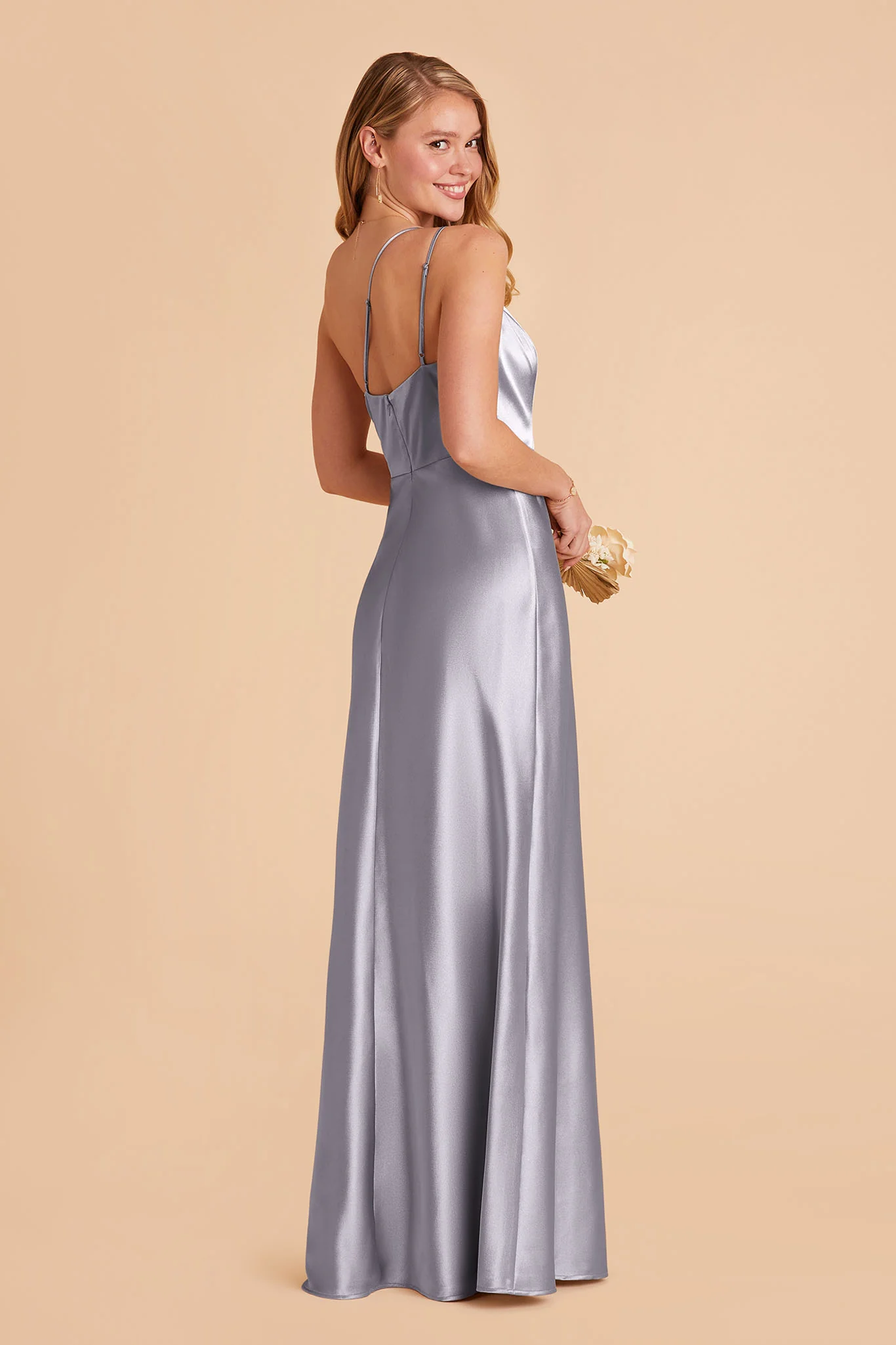Kensie Shiny Satin Dress - Dusty Blue - Image 3