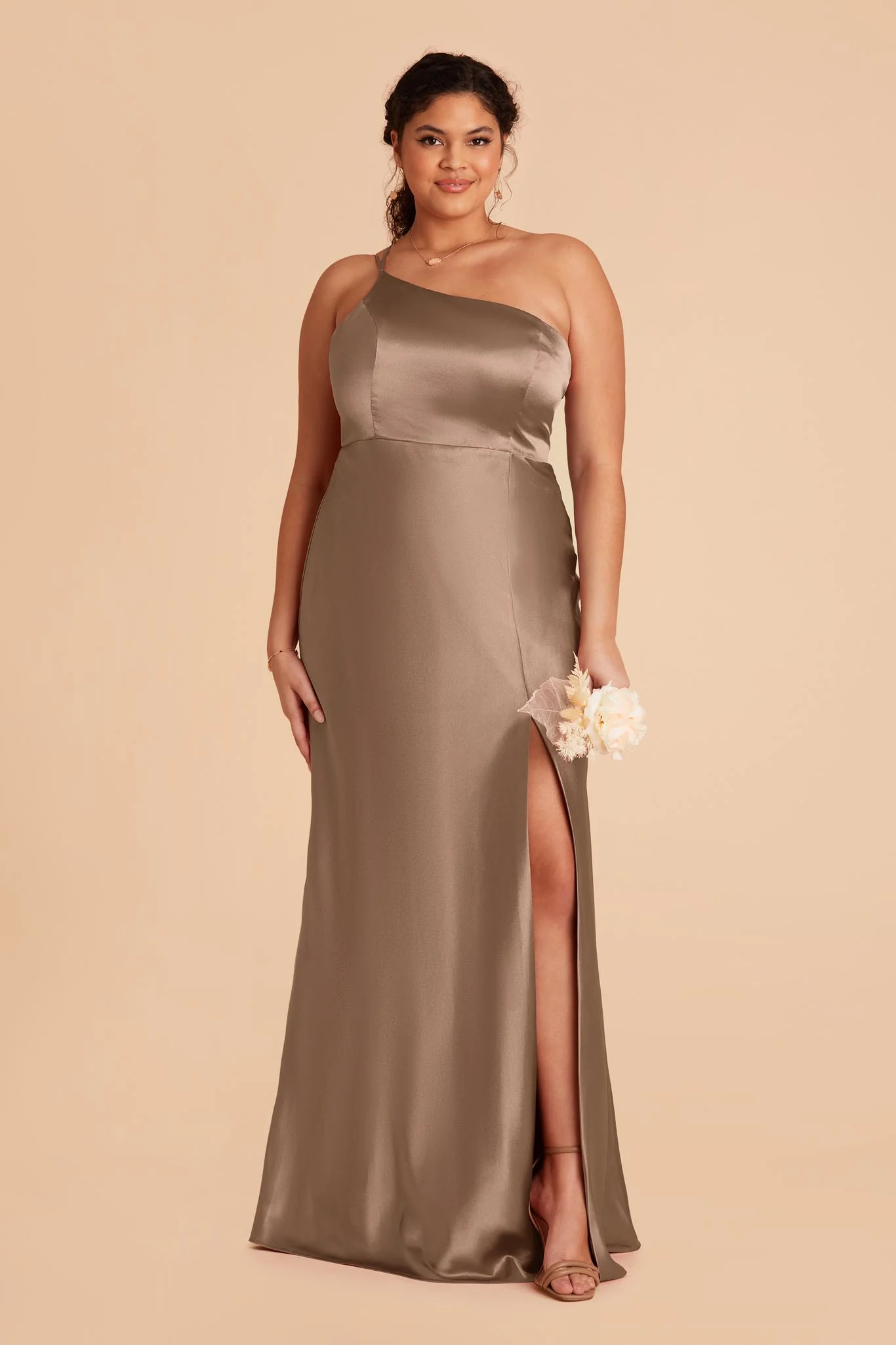 Kensie Shiny Satin Dress - Mocha - Image 6