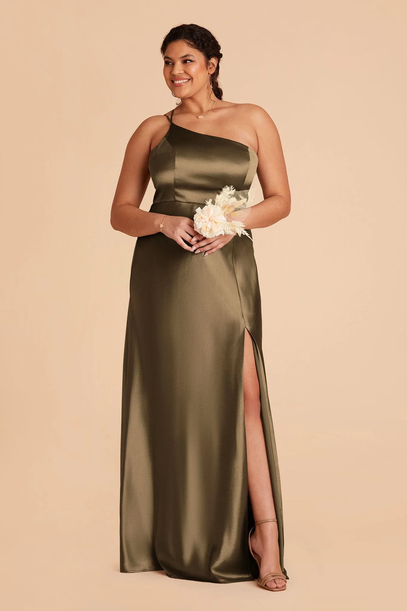 Kensie Shiny Satin Dress - Olive - Image 6