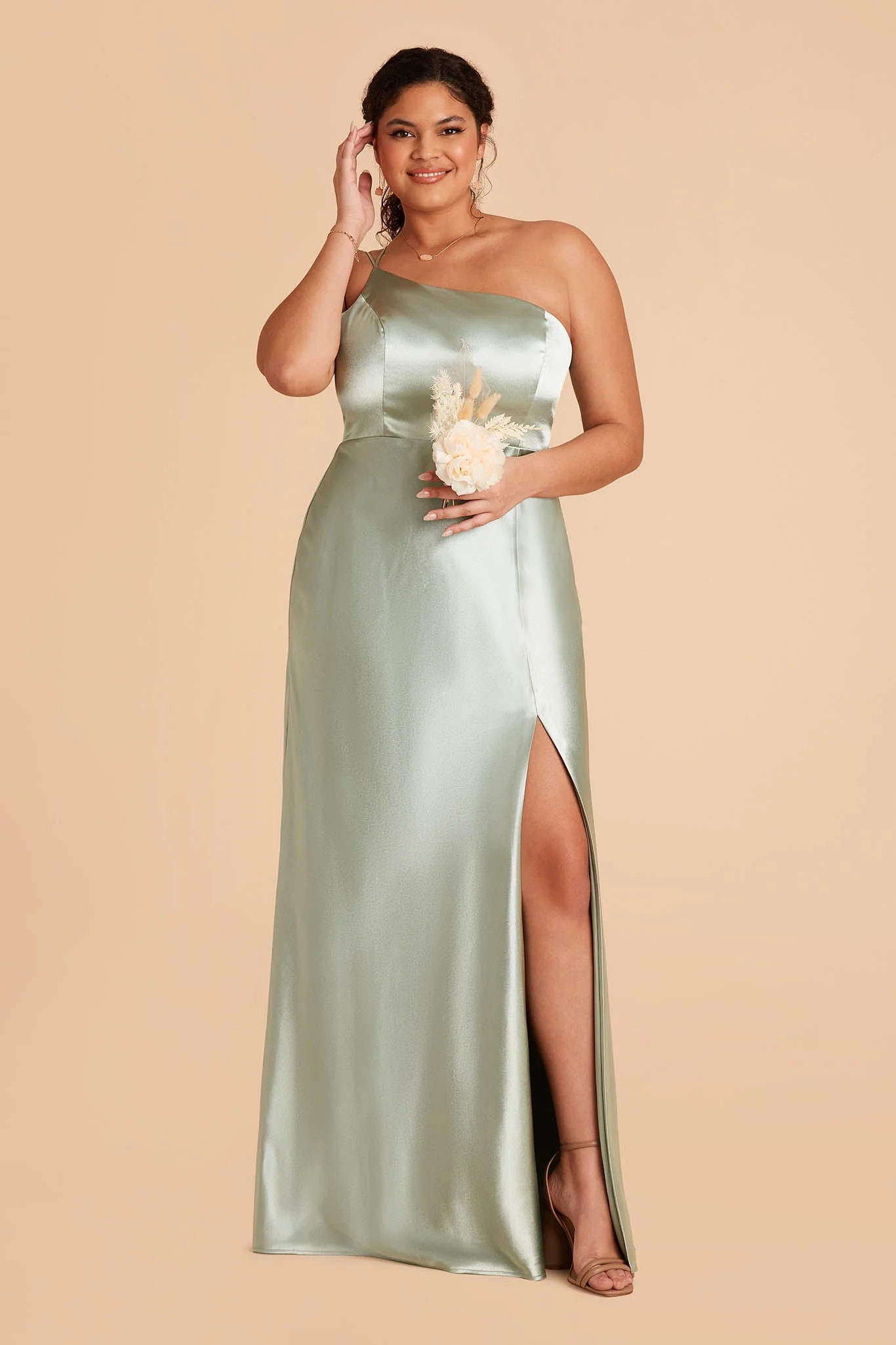 Kensie Shiny Satin Dress - Sage - Image 12