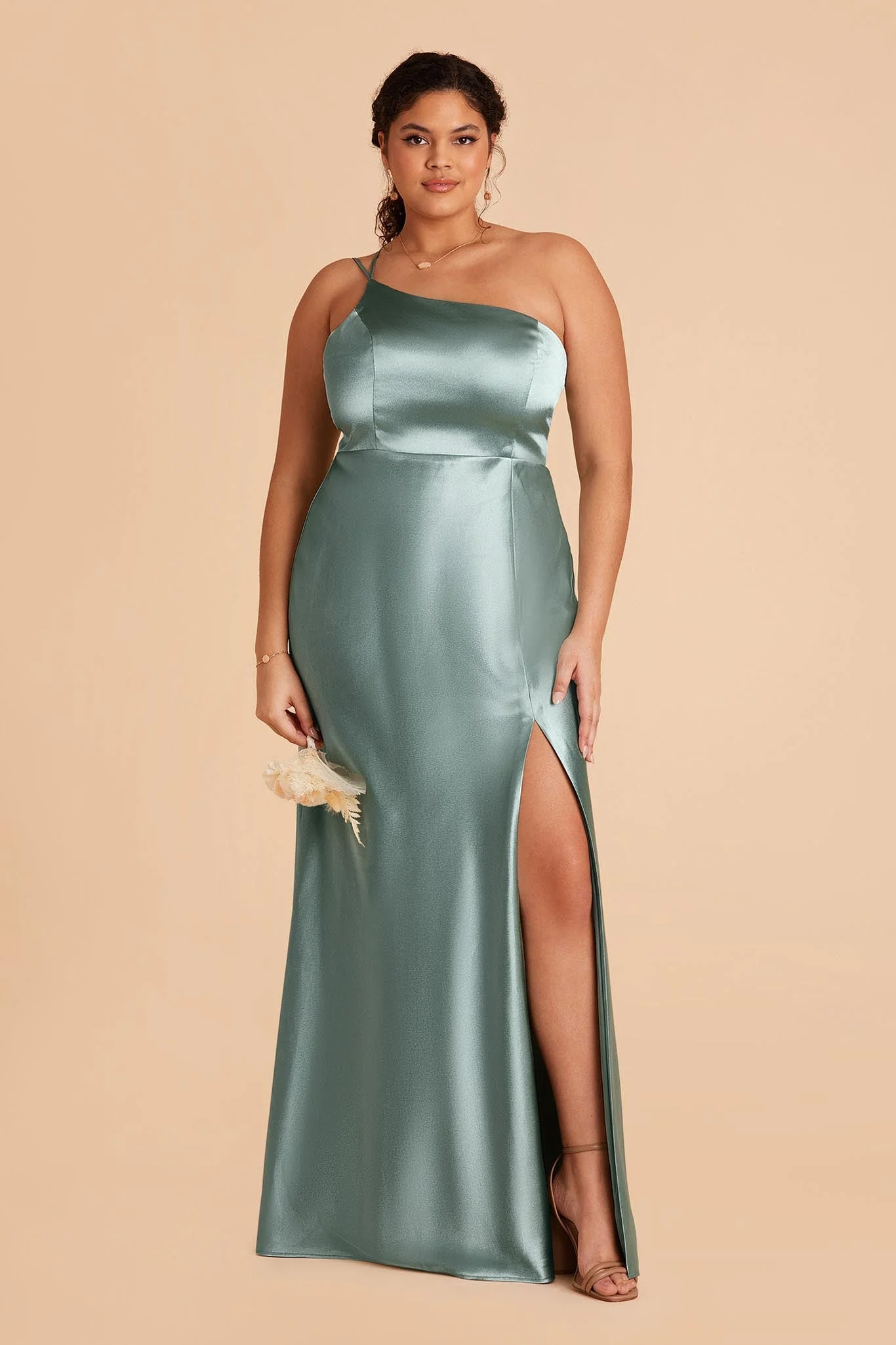Kensie Shiny Satin Dress - Sea Glass - Image 2