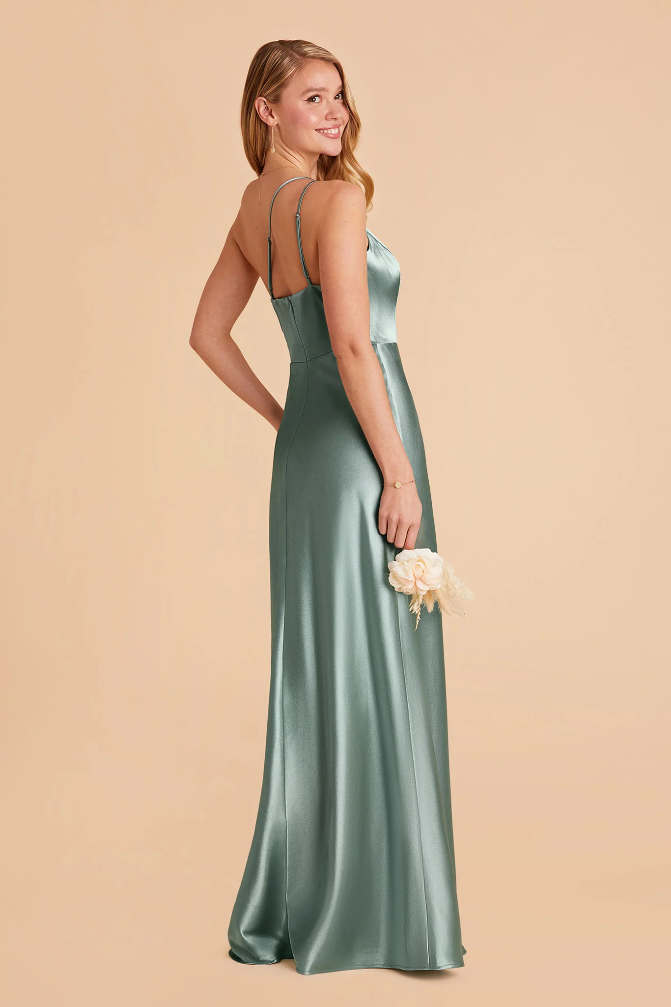 Kensie Shiny Satin Dress - Sea Glass - Image 3