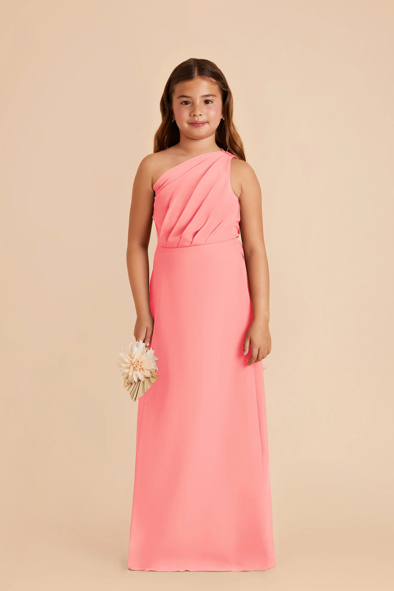 Kiara Junior Chiffon Dress - Coral Pink