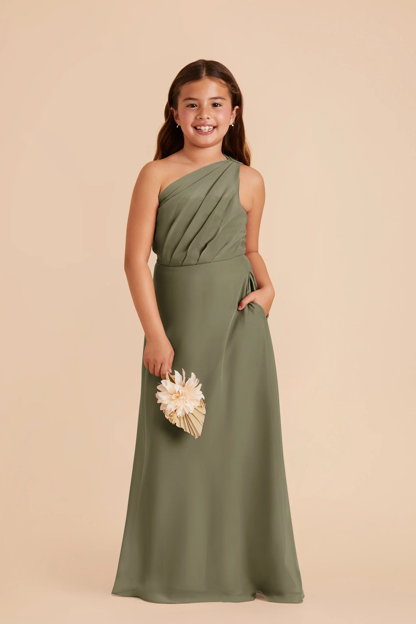 Kiara Junior Chiffon Dress - Thyme - Image 4