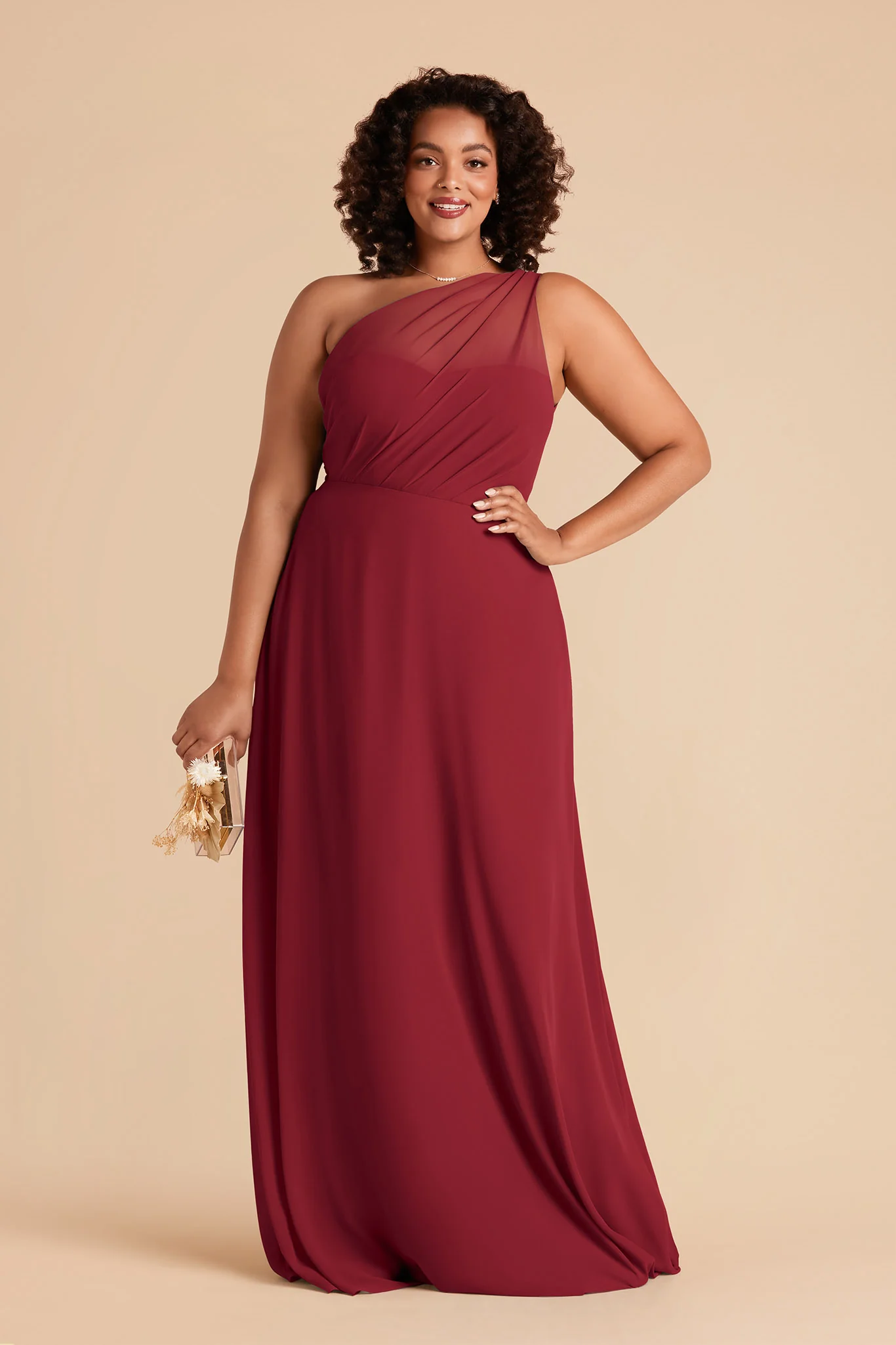 Kira Chiffon Dress - Burgundy - Image 2