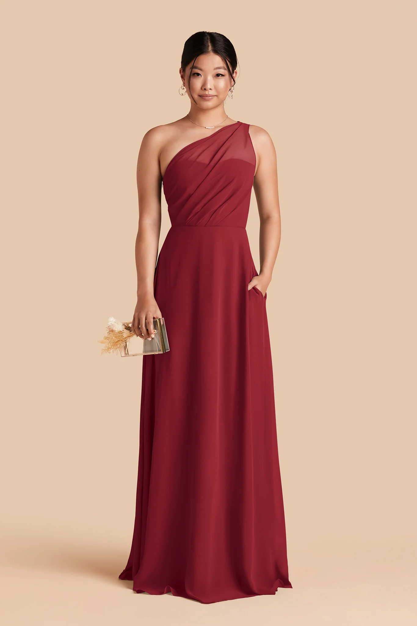 Kira Chiffon Dress - Burgundy - Image 3