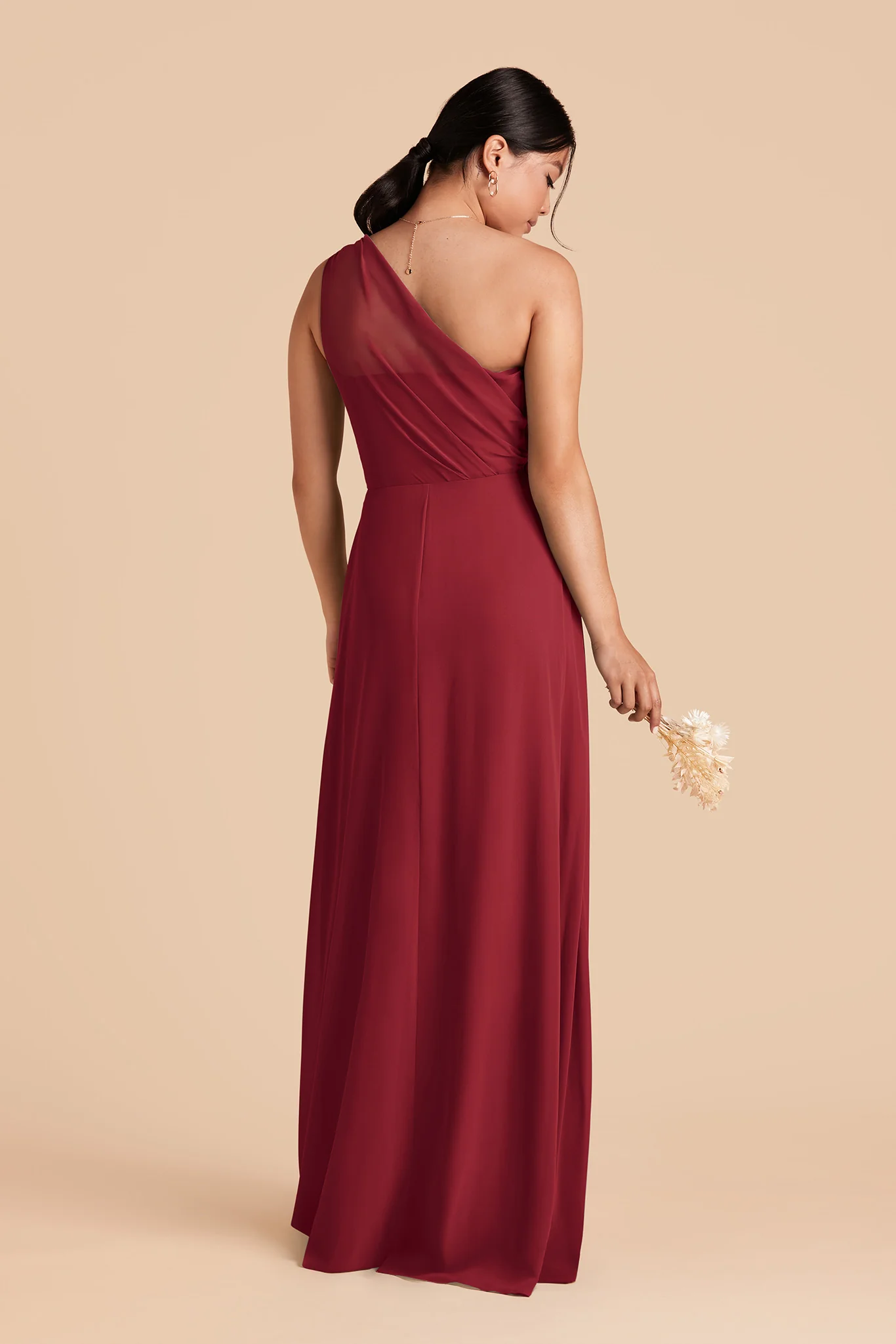Kira Chiffon Dress - Burgundy - Image 4