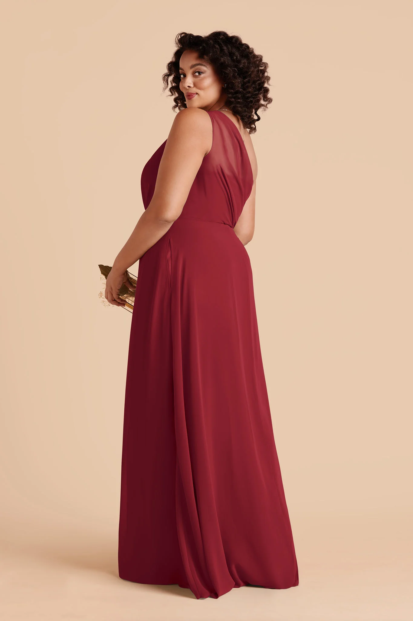 Kira Chiffon Dress - Burgundy - Image 5