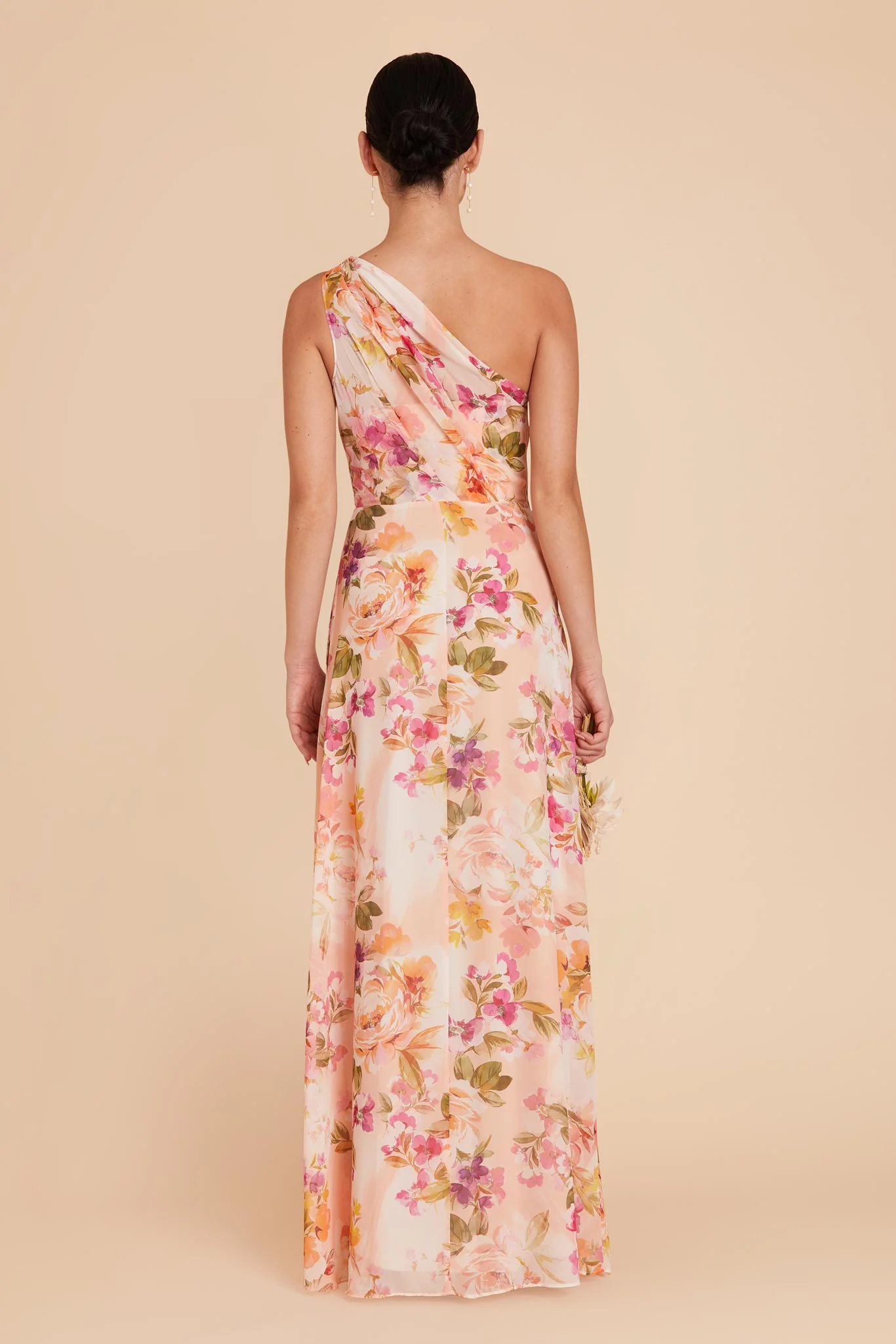 Kira Chiffon Dress - Coral Sunset Peonies - Image 5