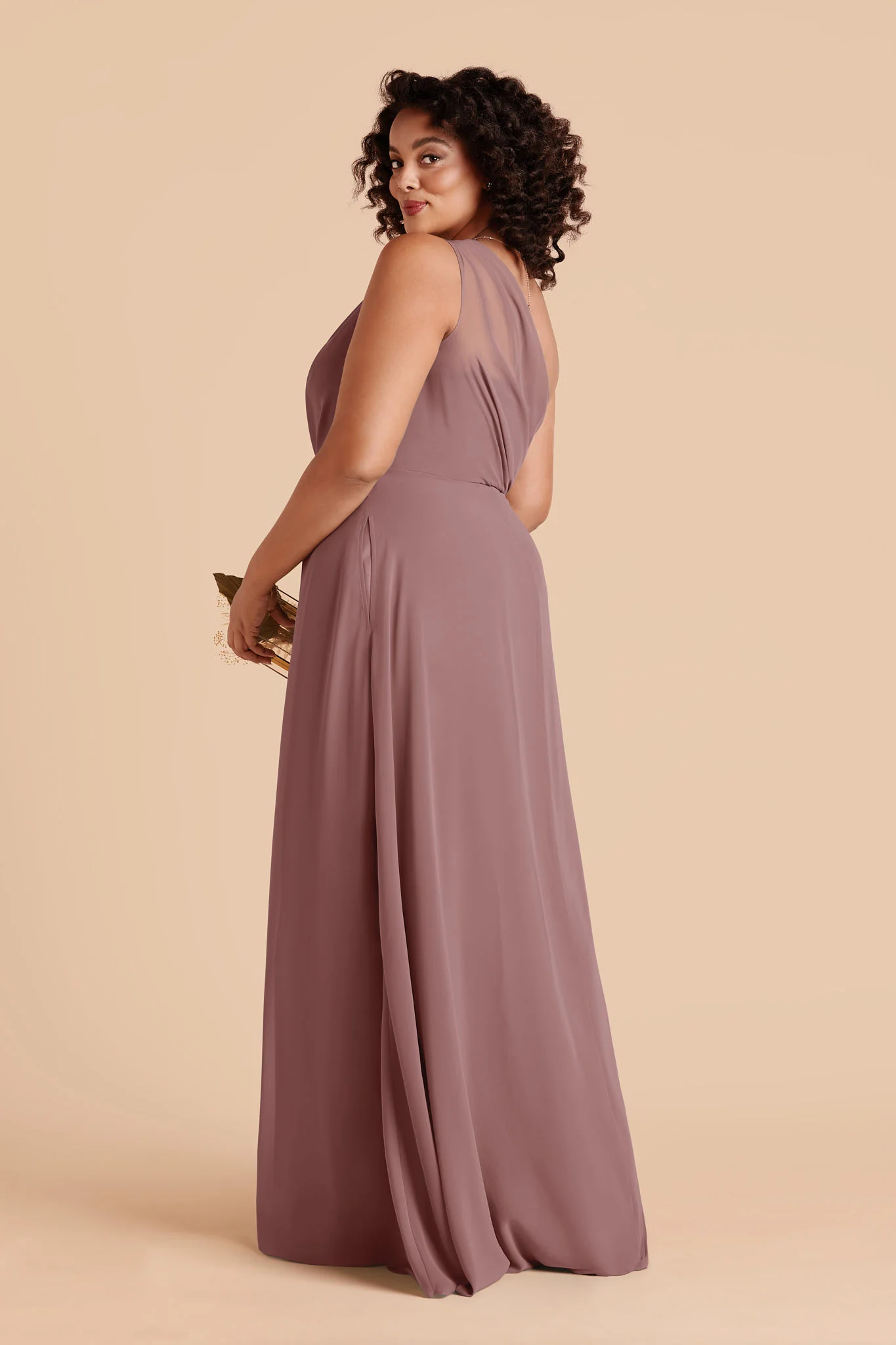 Kira Chiffon Dress - Dark Mauve - Image 5