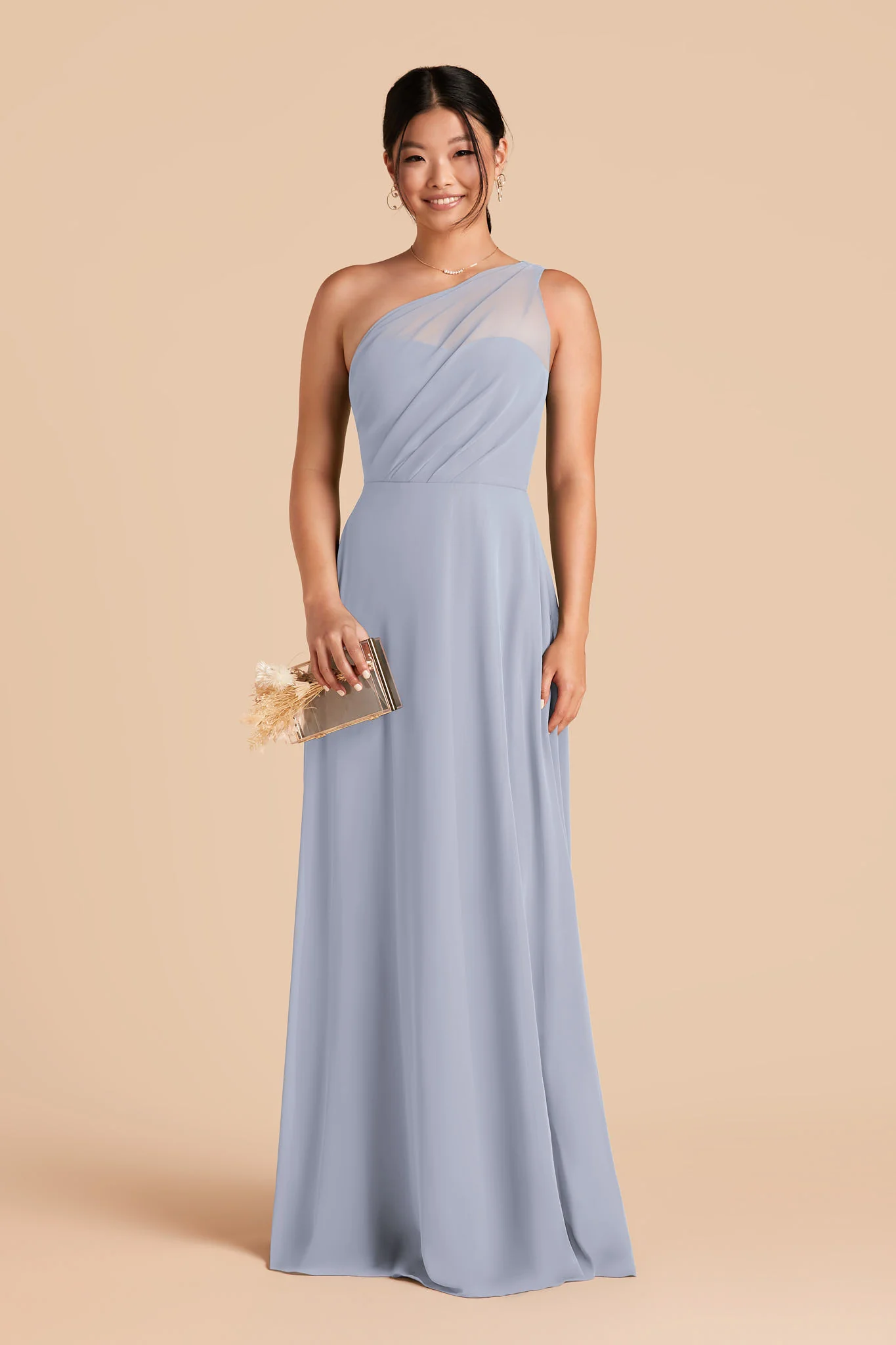 Kira Chiffon Dress - Dusty Blue